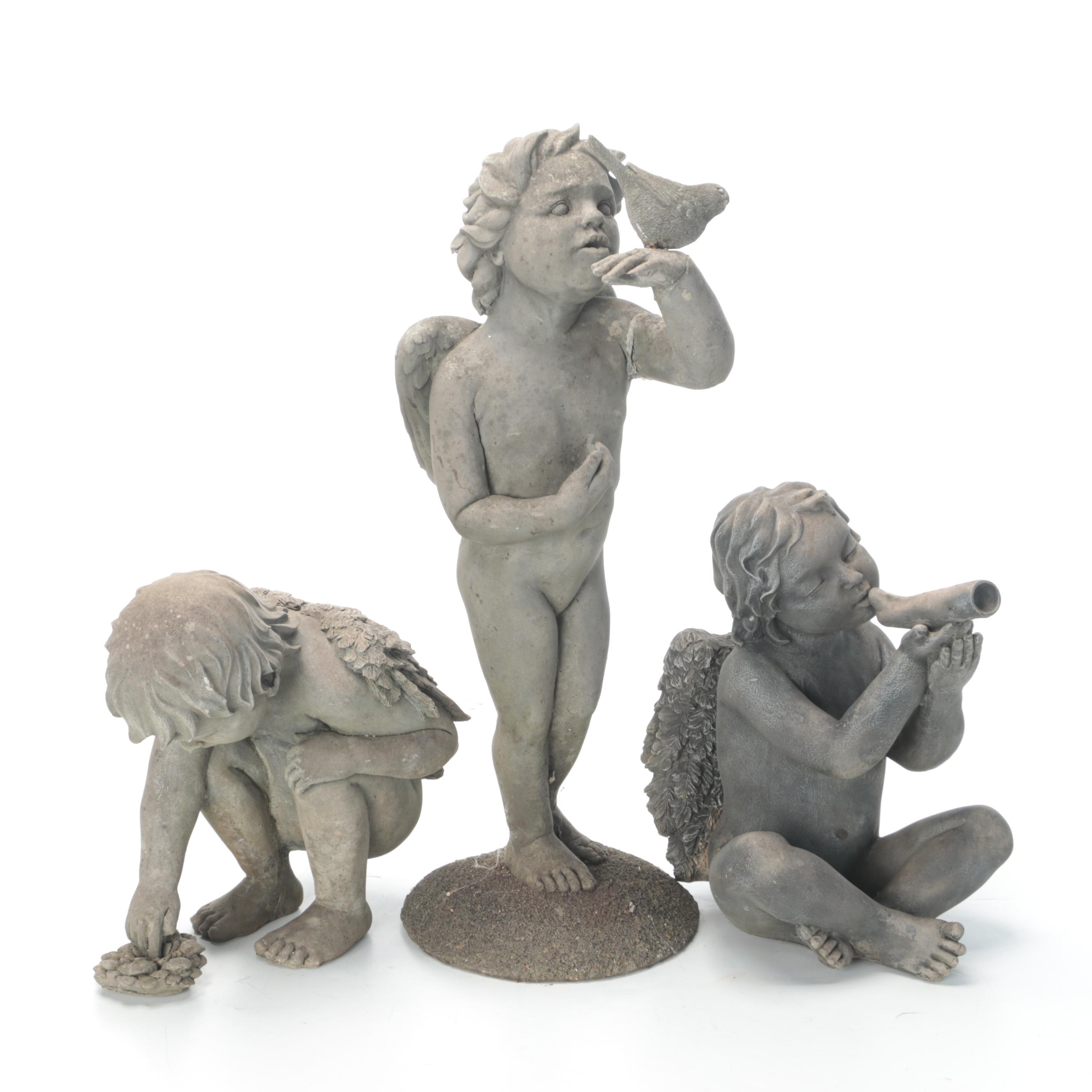 Cast Composite Putti Garden Statues