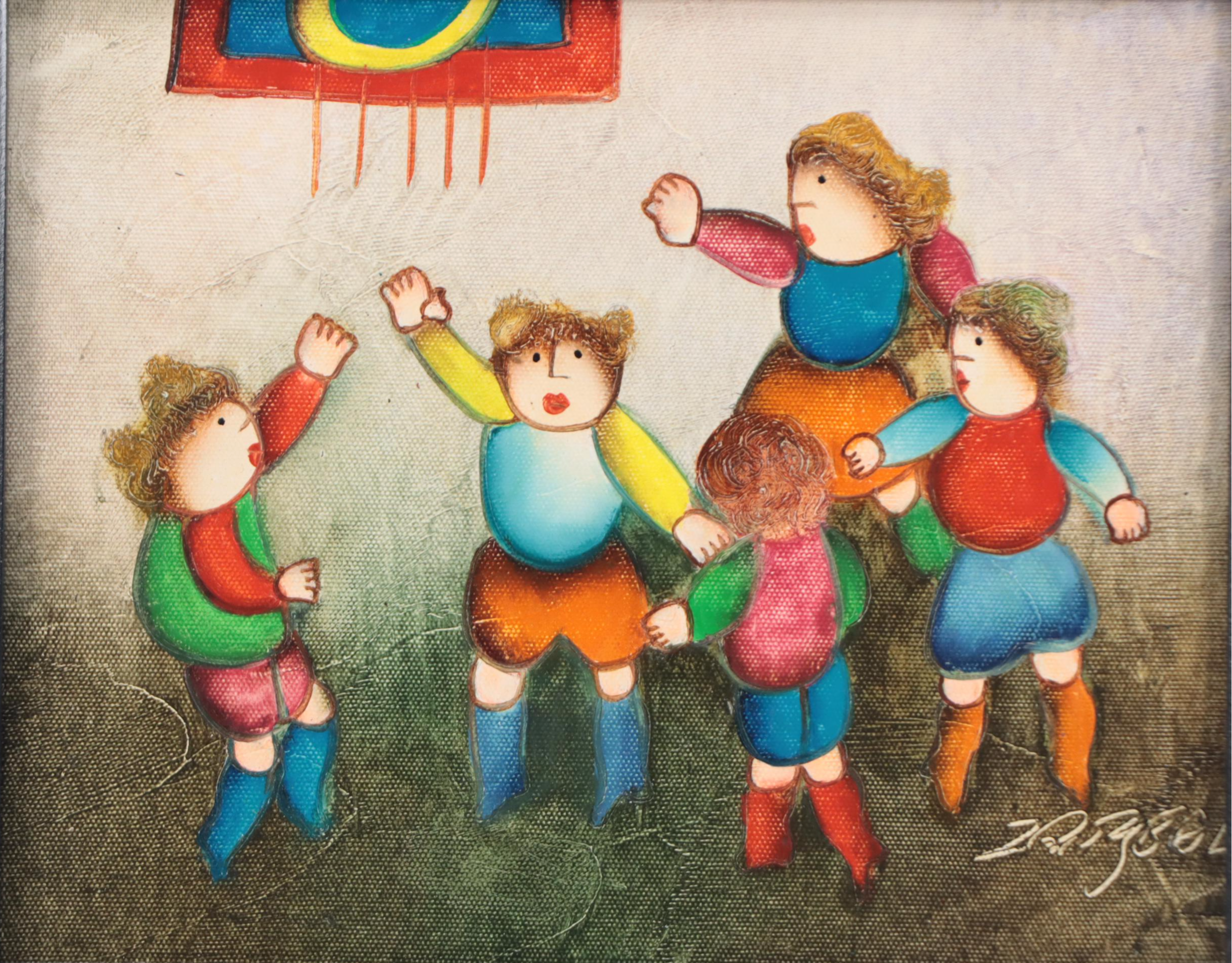 J. Roybal Oil Painting of Athletes, 21st Century