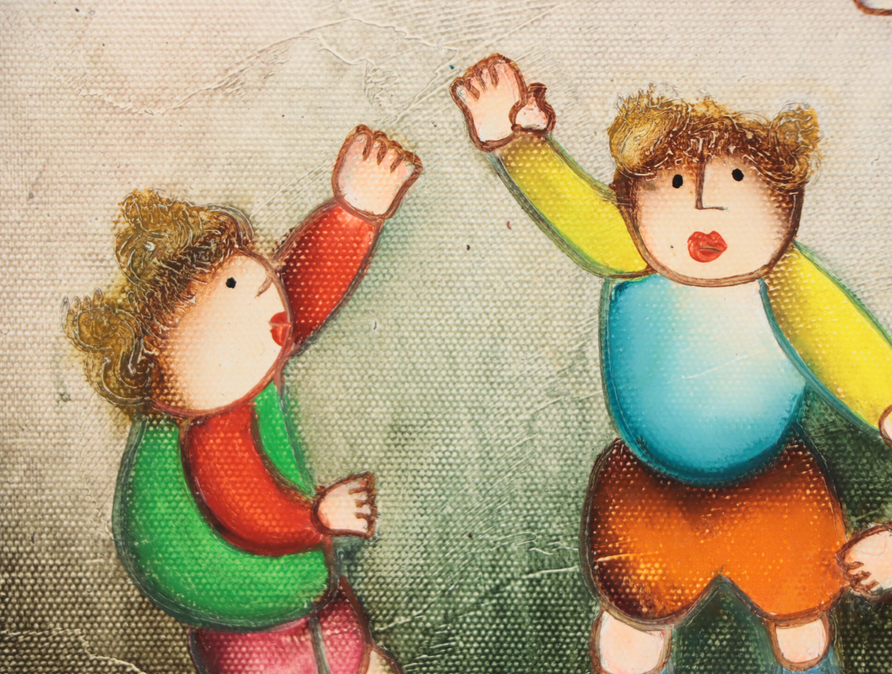 J. Roybal Oil Painting of Athletes, 21st Century