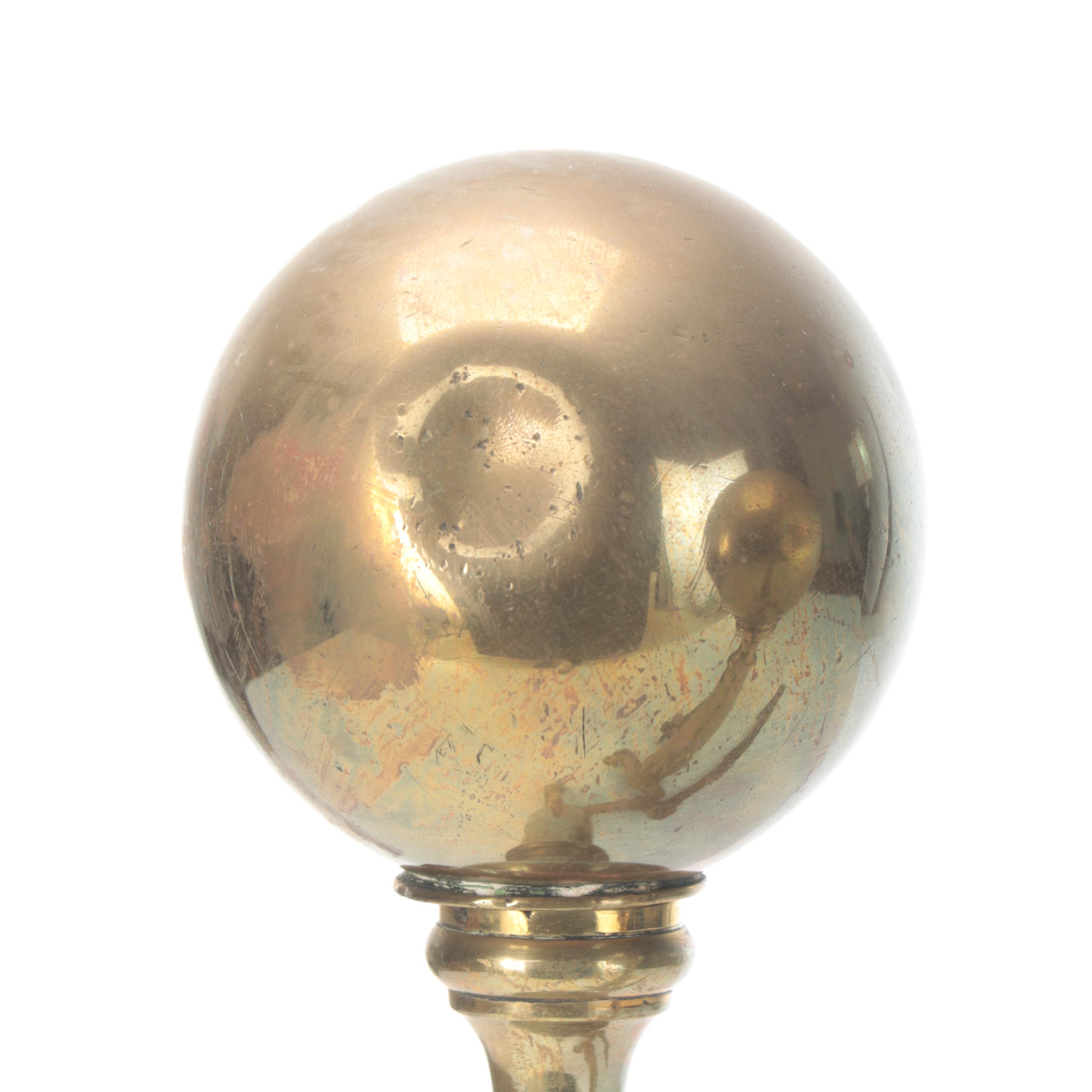 Chippendale Style Brass Cannonball Andirons, Late 19th/ Early 20th Century
