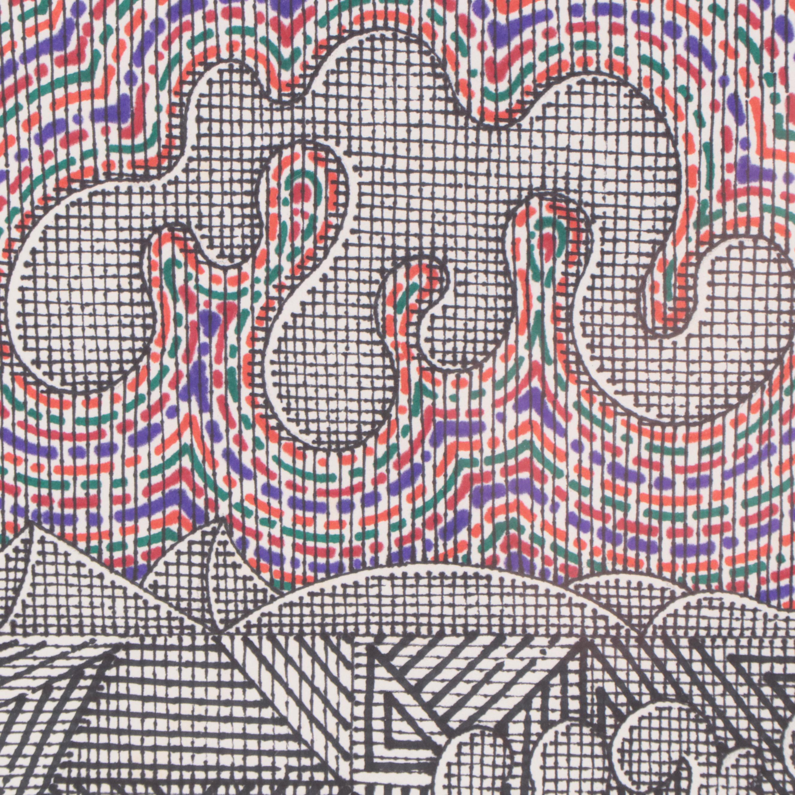 Jerry Kellems Abstract Biomorphic Ink Drawing, 1996