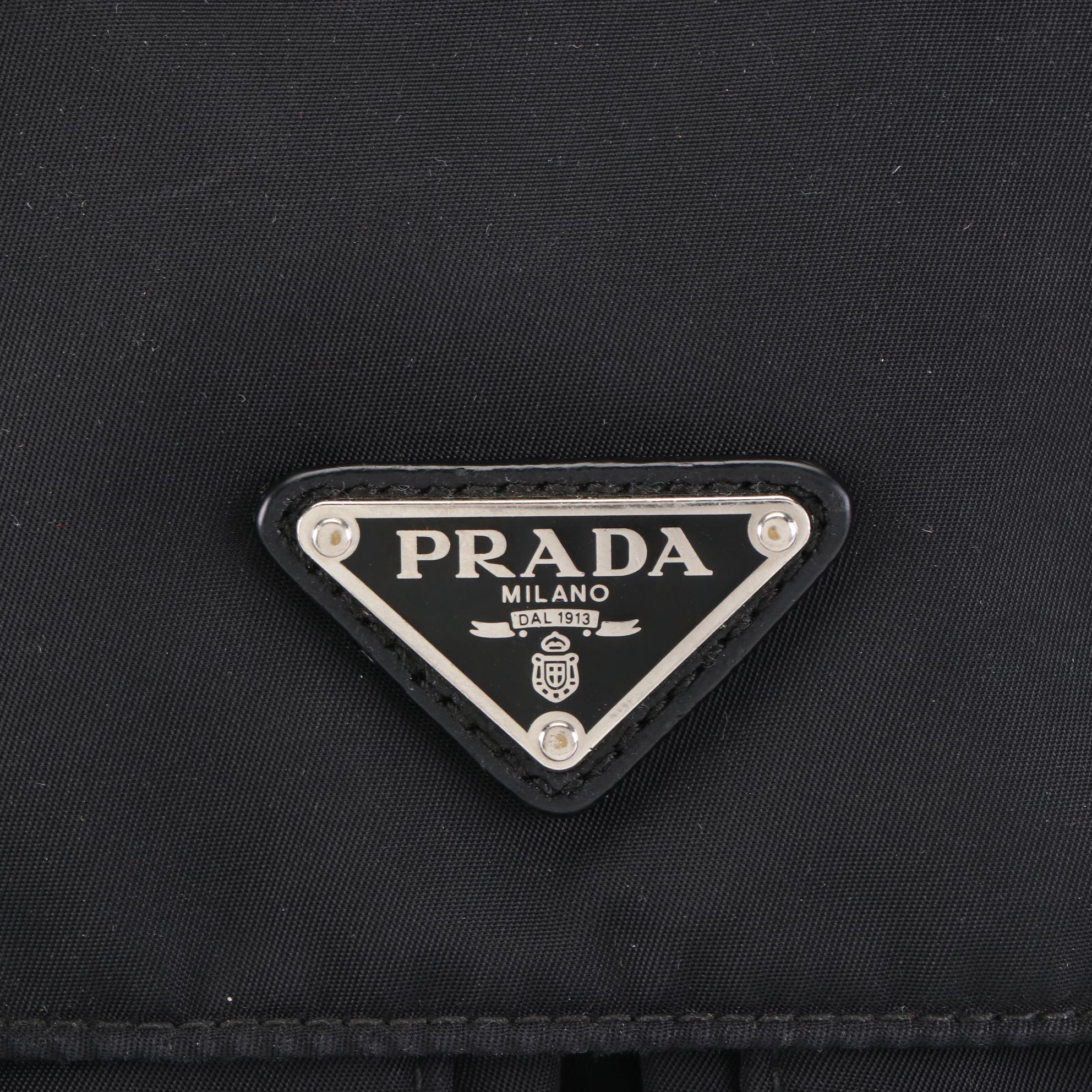 Prada Tessuto Nylon Saddle Bag with Saffiano Leather Trim
