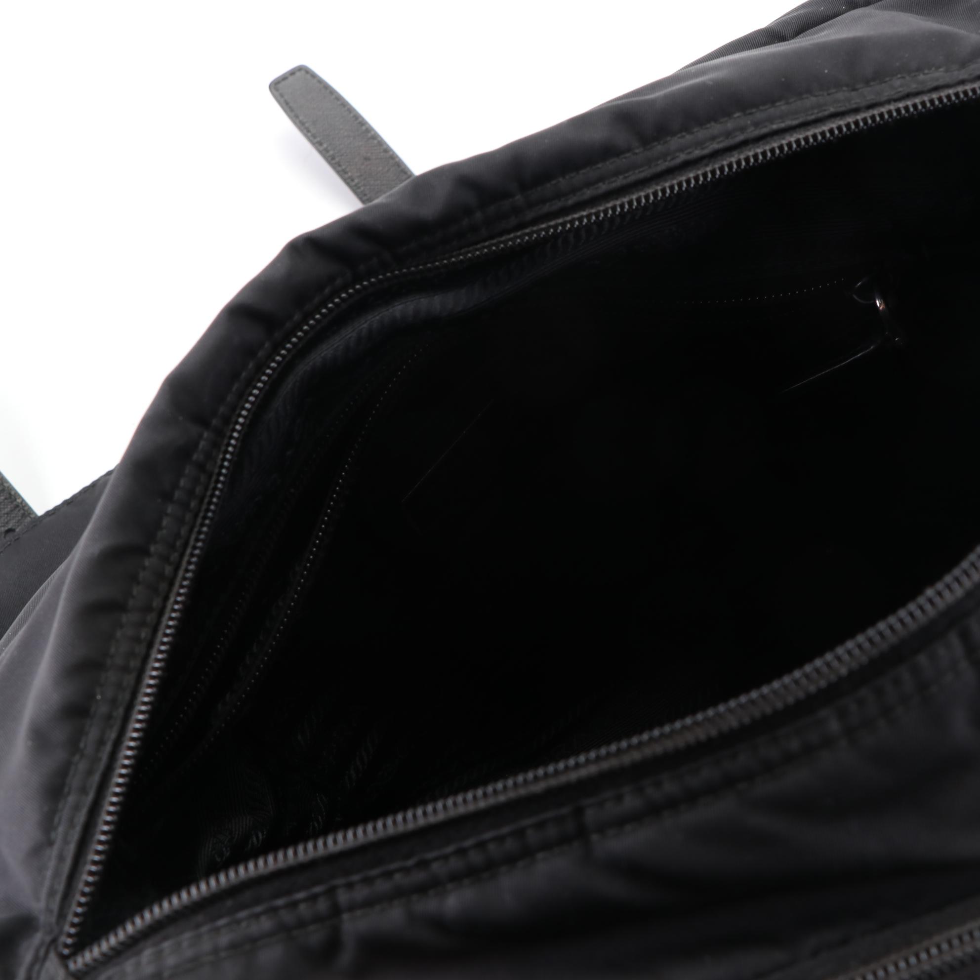 Prada Tessuto Nylon Saddle Bag with Saffiano Leather Trim