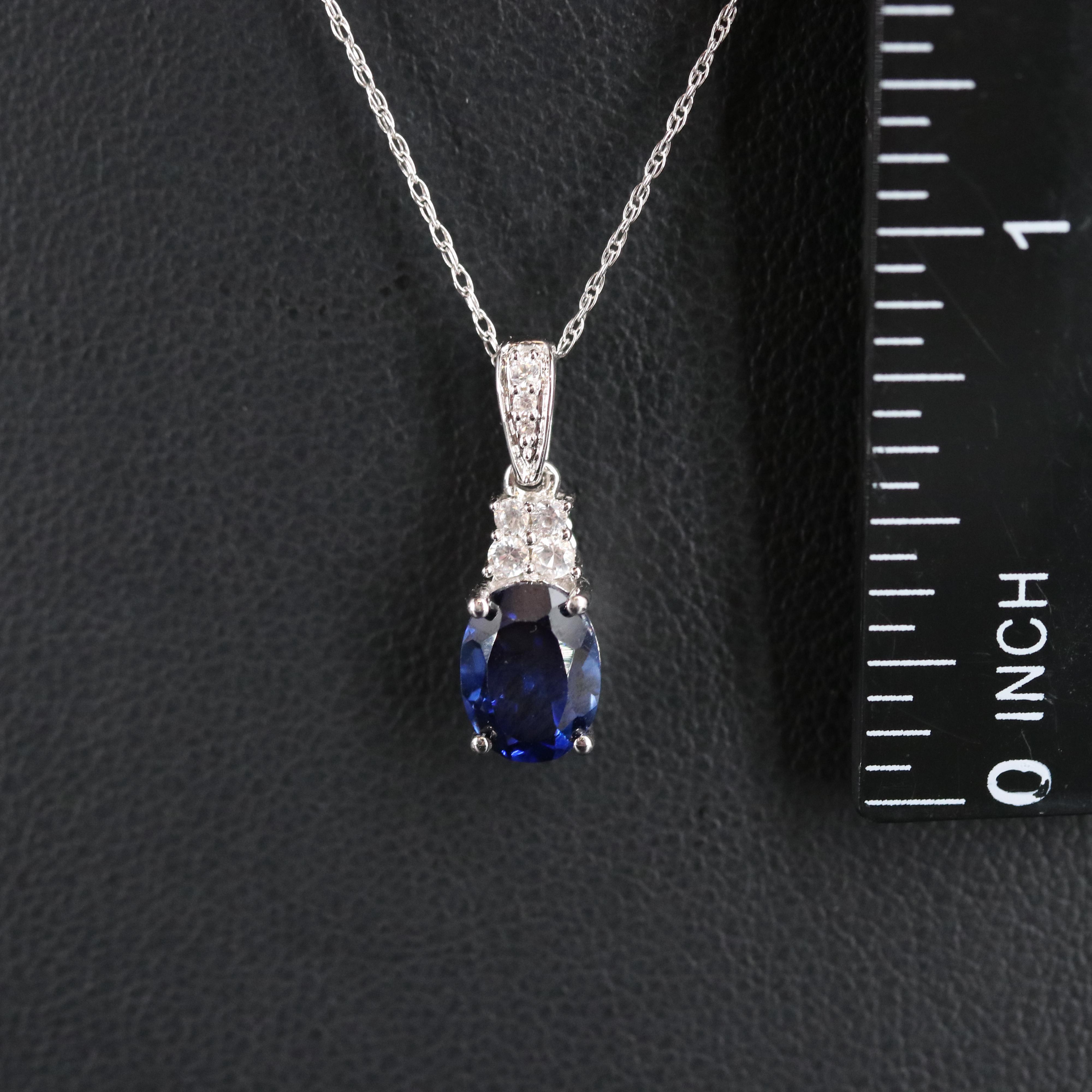 10K Blue Sapphire and White Sapphire Necklace