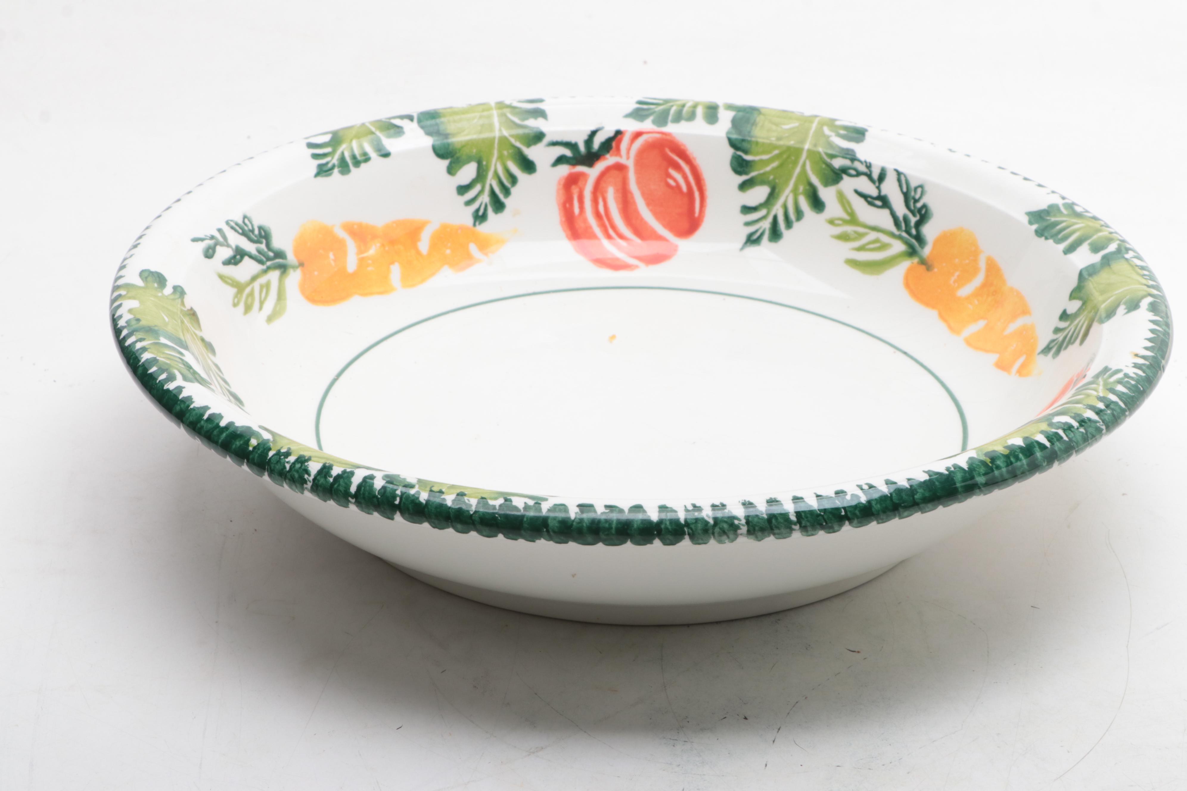 Italian Pottery Barn Centerpiece and Serving Bowls with Earthenware Tray