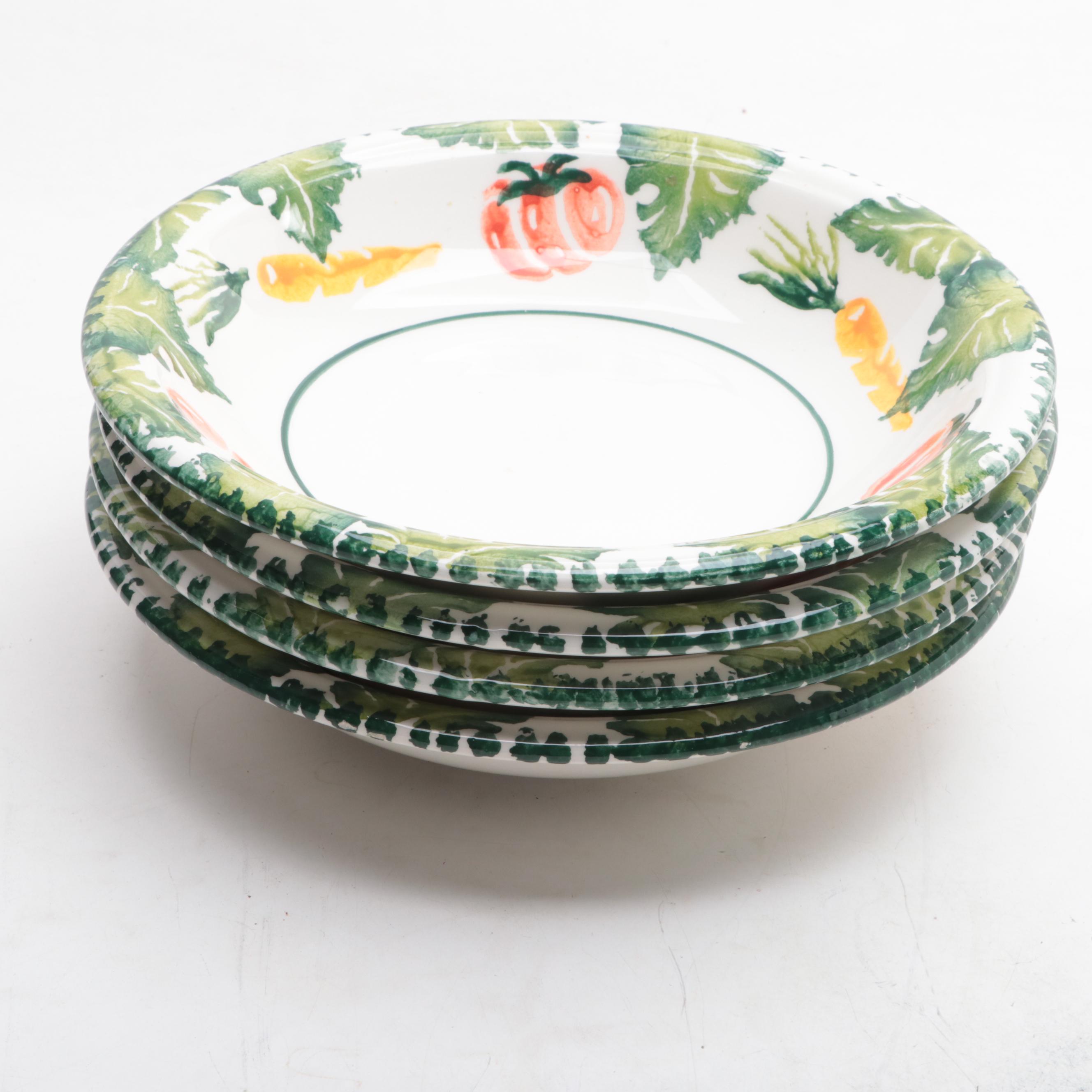 Italian Pottery Barn Centerpiece and Serving Bowls with Earthenware Tray