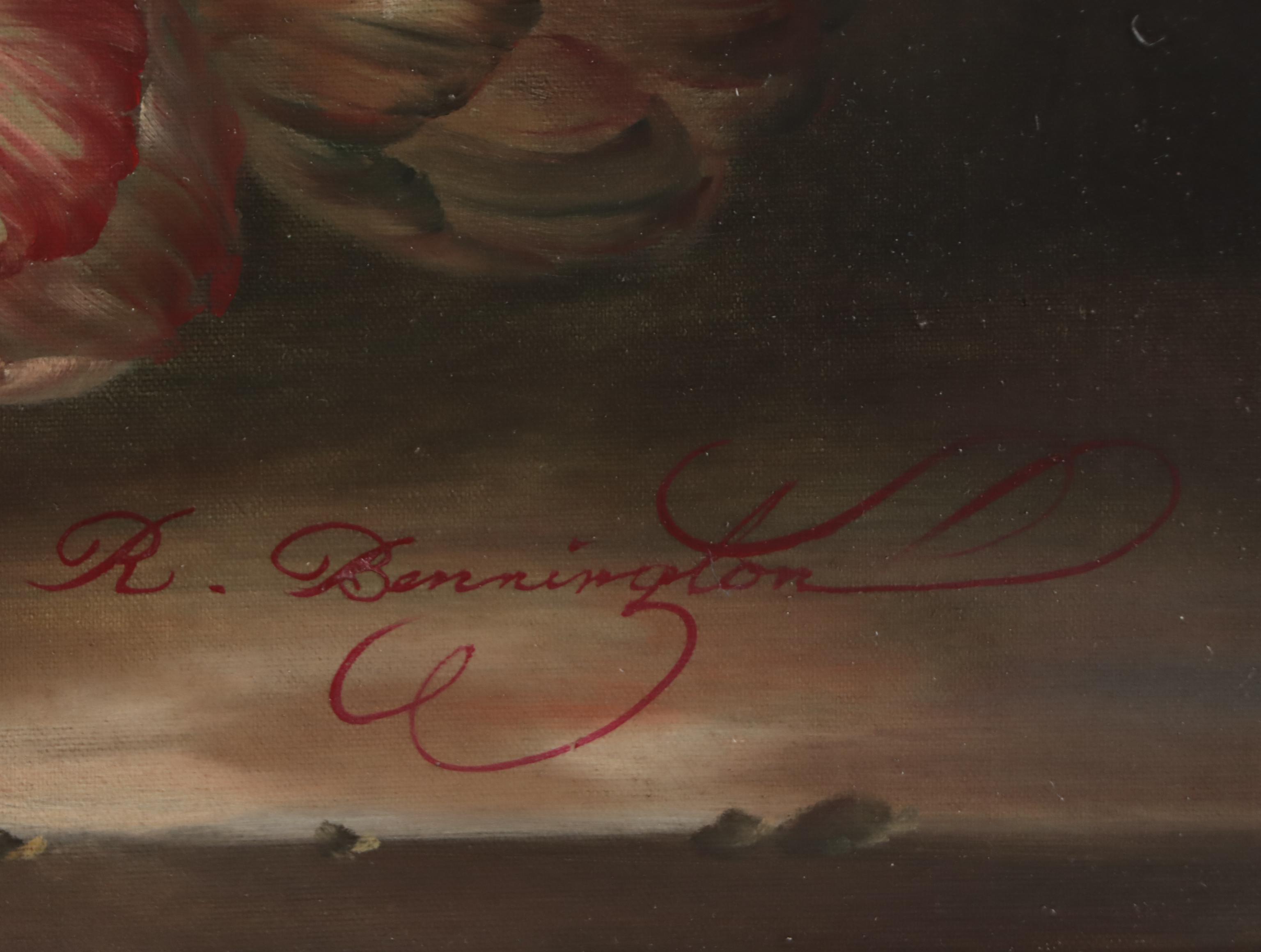 R. Bennington Floral Still Life Oil Painting, Circa 2000