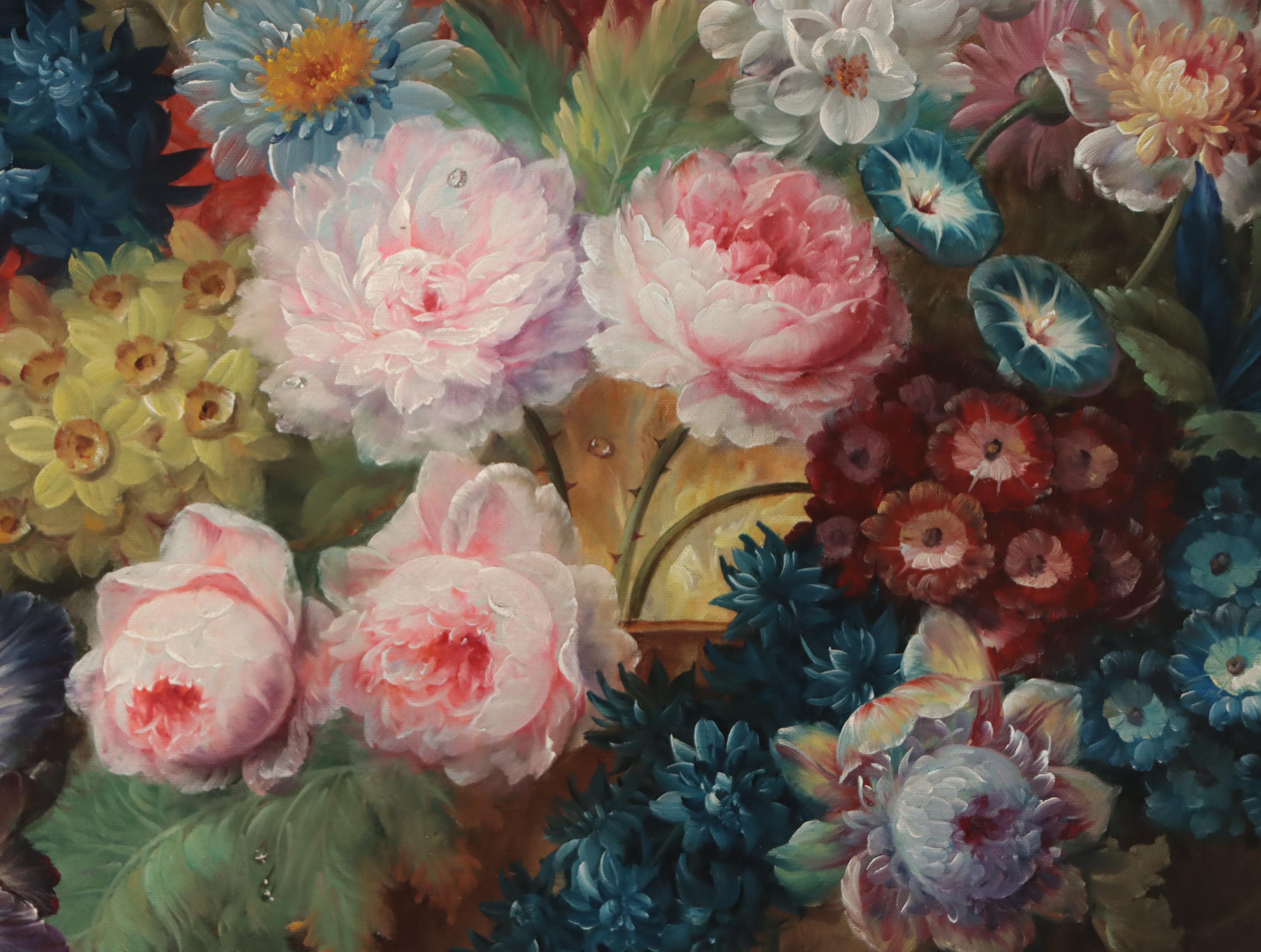 R. Bennington Floral Still Life Oil Painting, Circa 2000