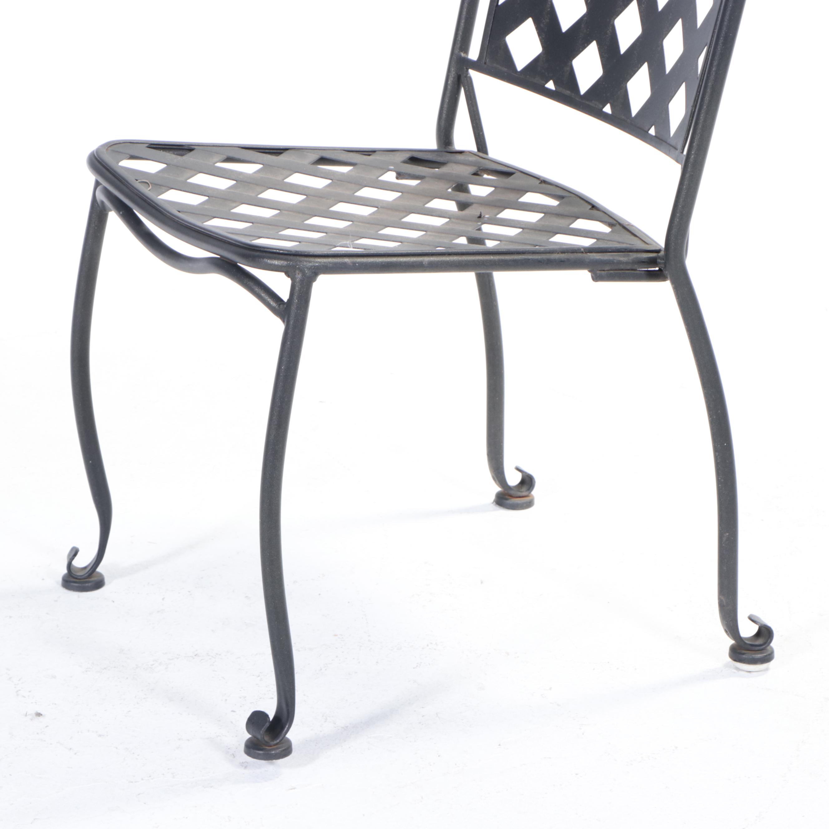 Wrought Iron and Metal Basket Weave Patio Chairs