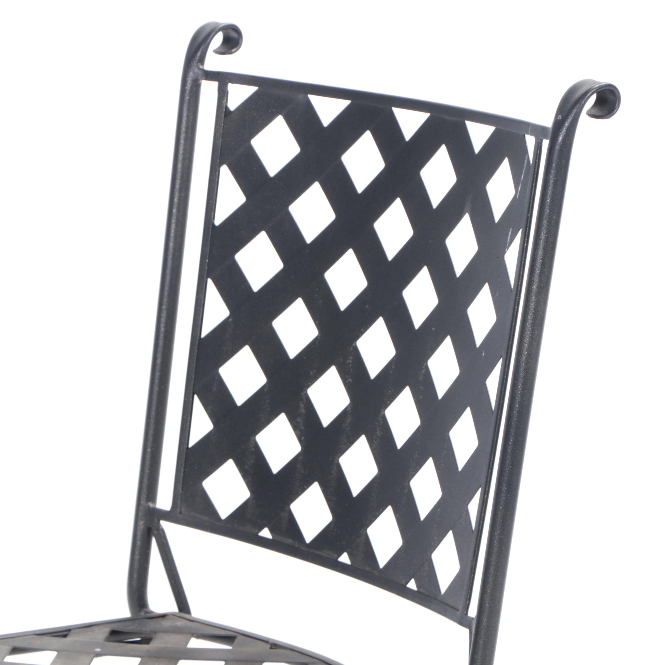 Wrought Iron and Metal Basket Weave Patio Chairs