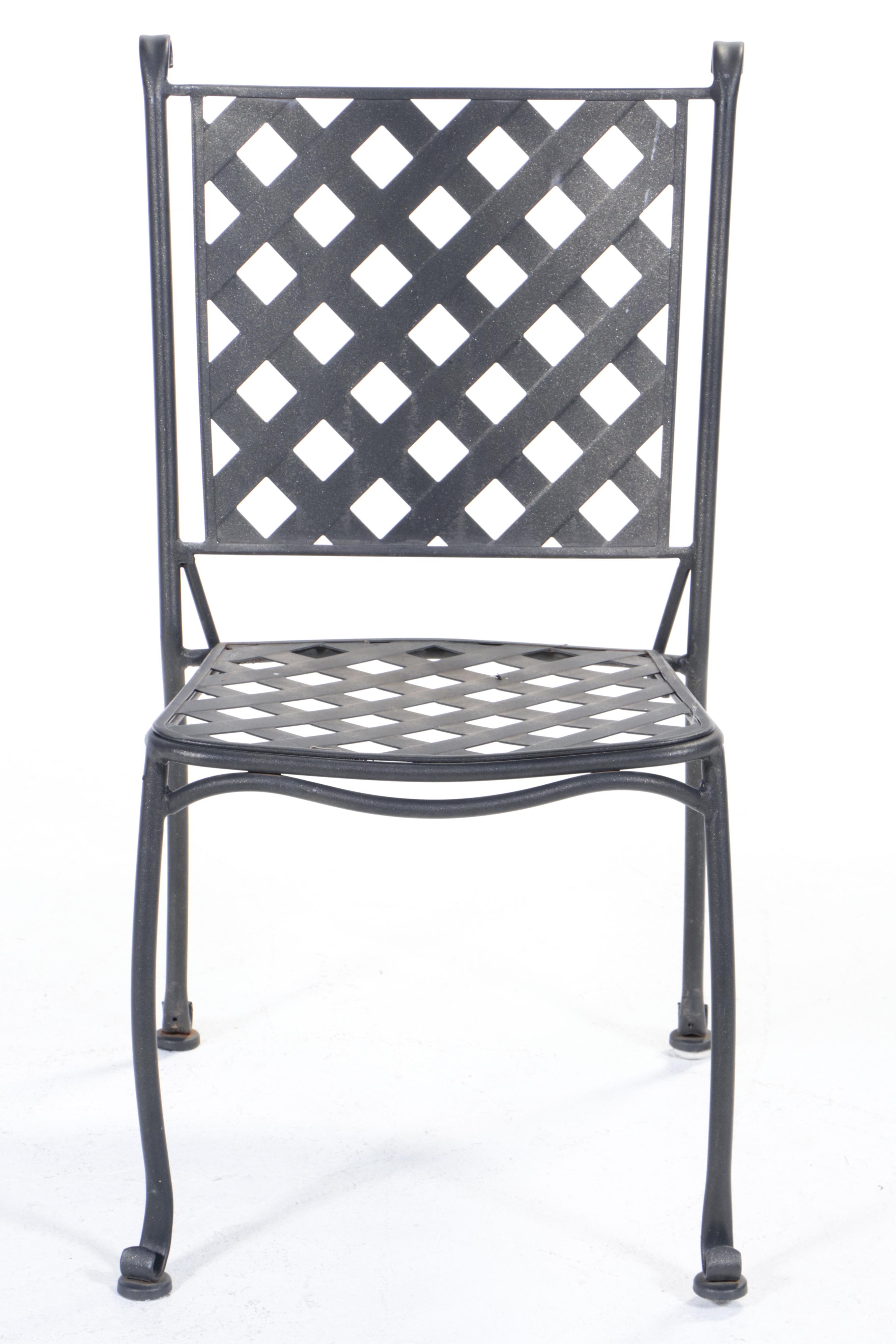 Wrought Iron and Metal Basket Weave Patio Chairs