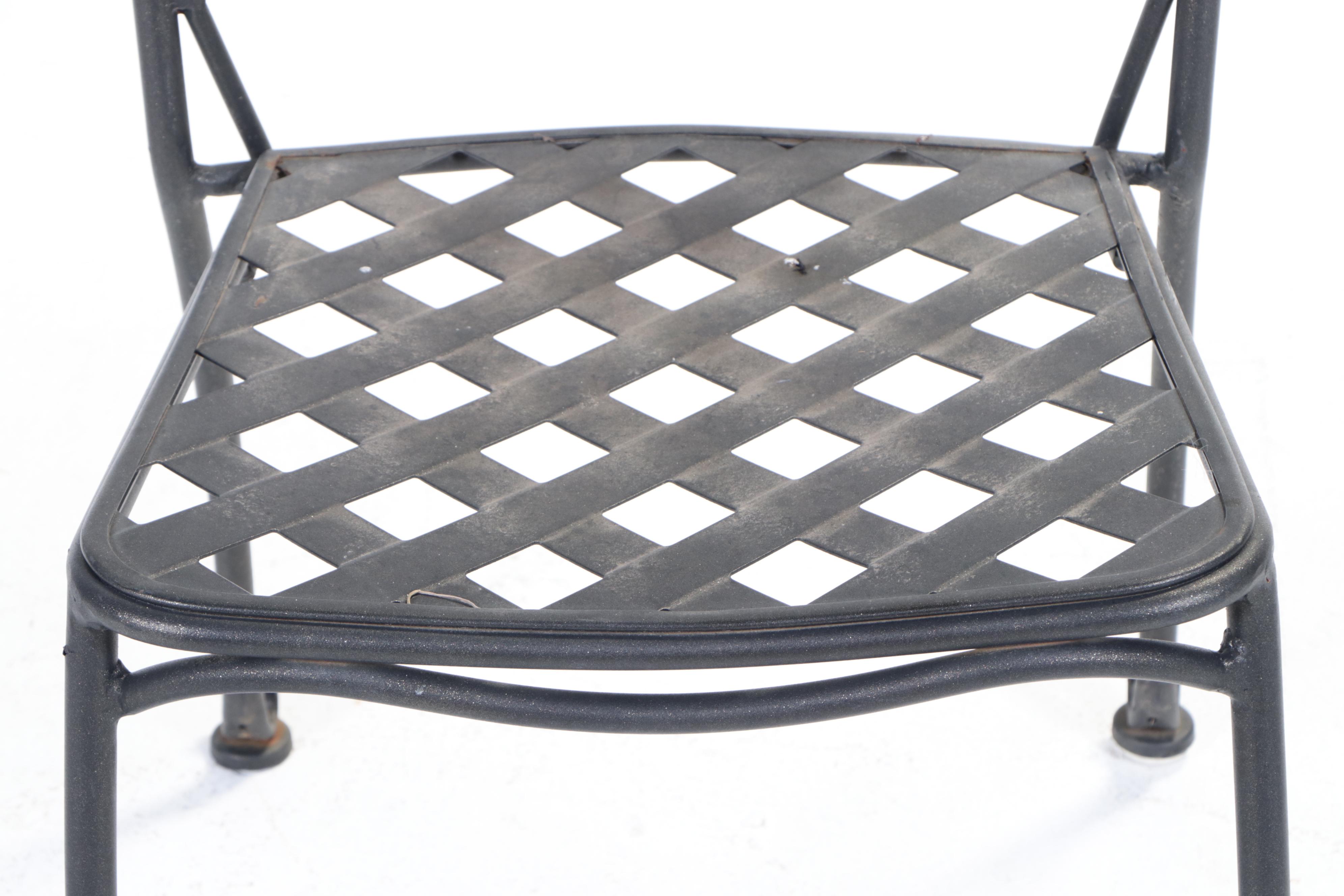 Wrought Iron and Metal Basket Weave Patio Chairs