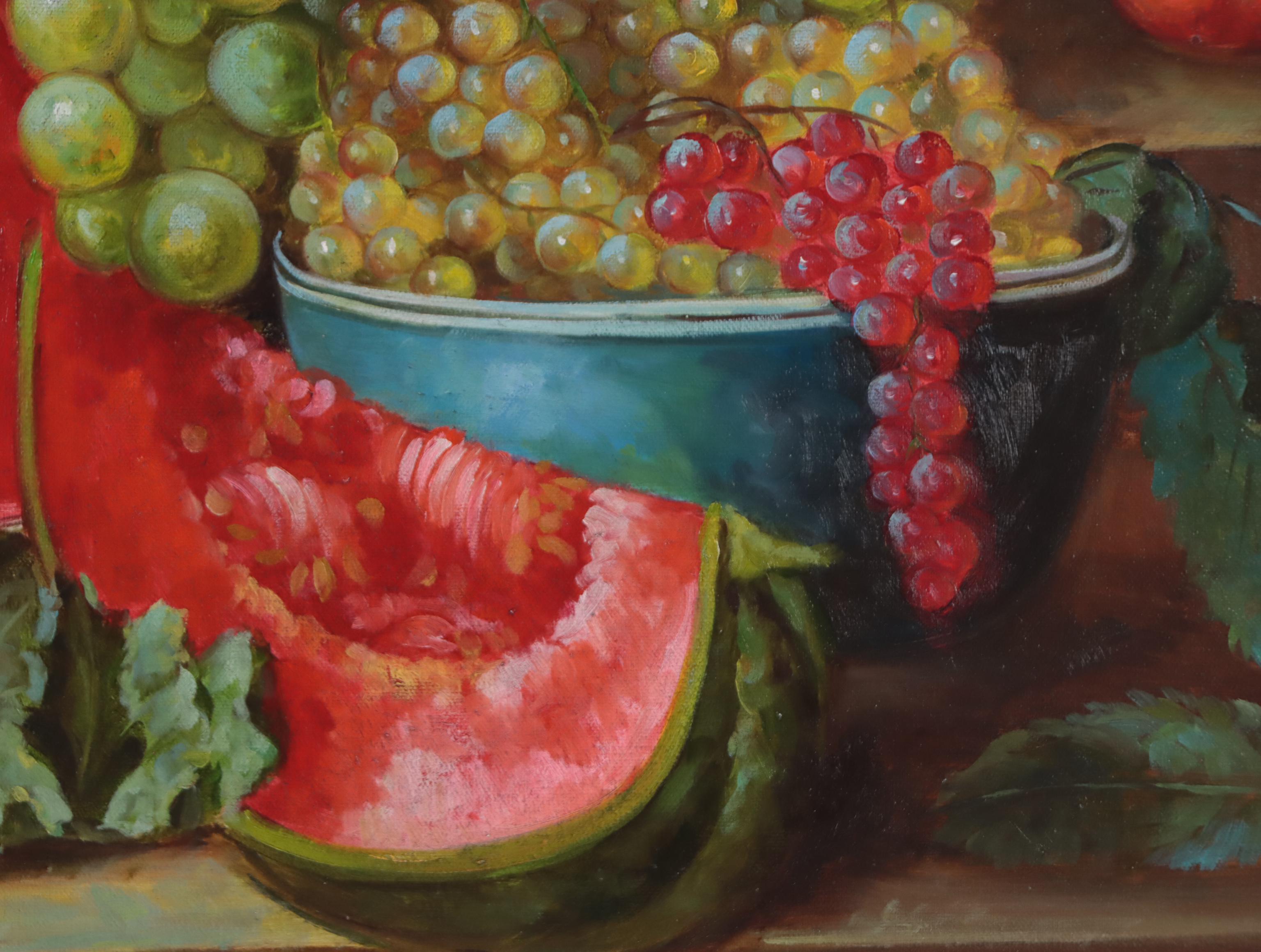 Botanical Still Life Oil Painting, Circa 2000