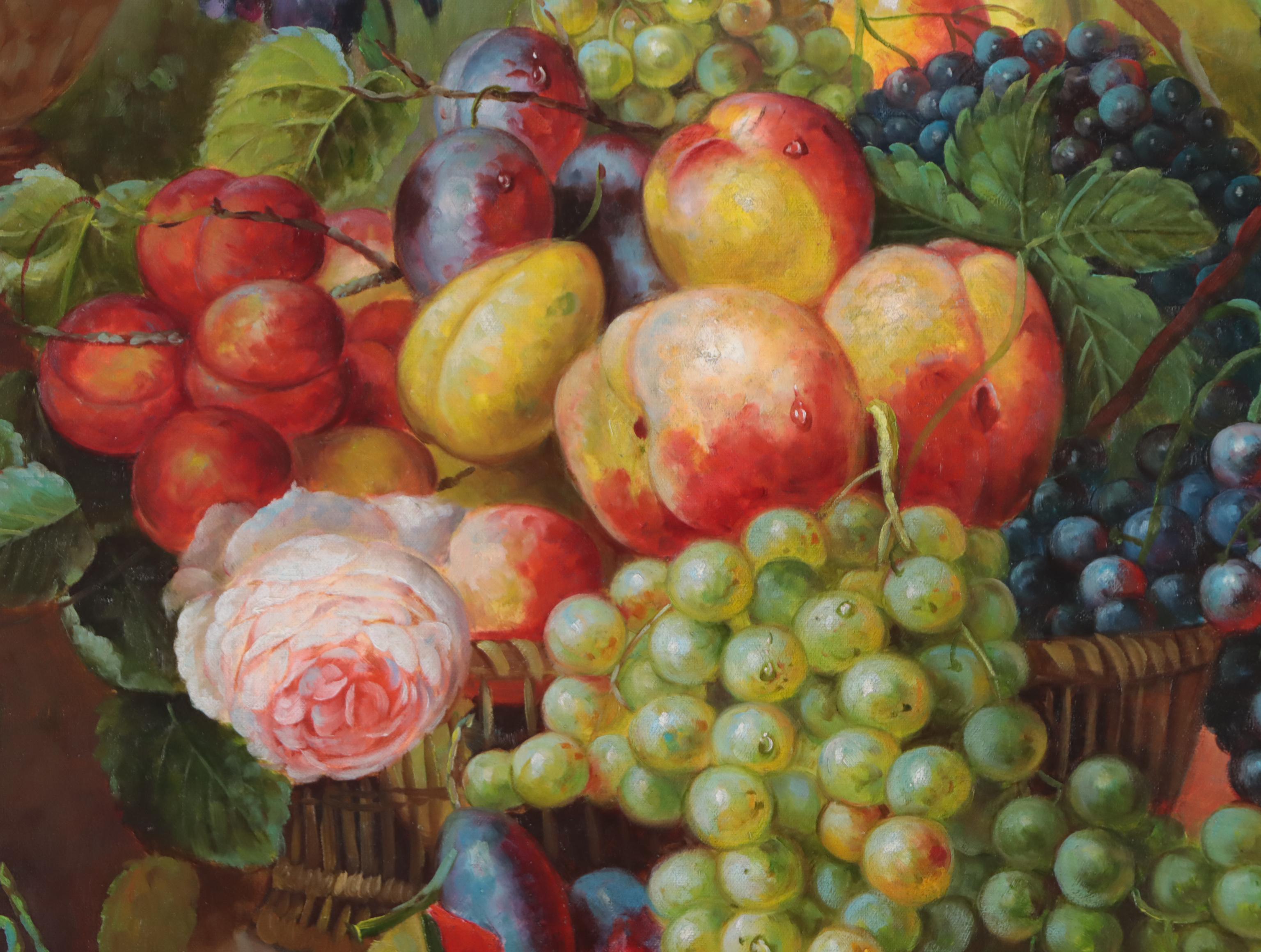 Botanical Still Life Oil Painting, Circa 2000