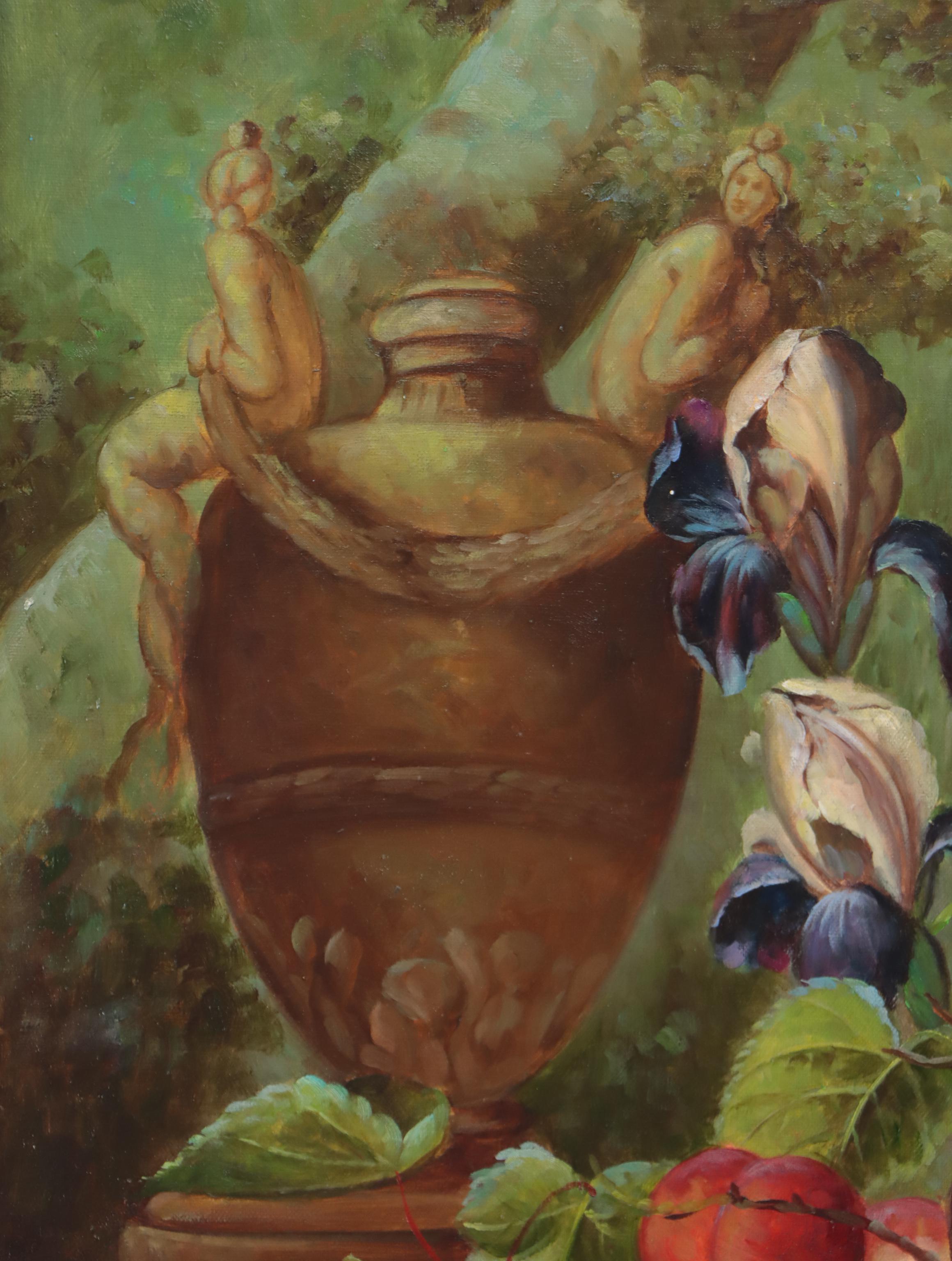 Botanical Still Life Oil Painting, Circa 2000