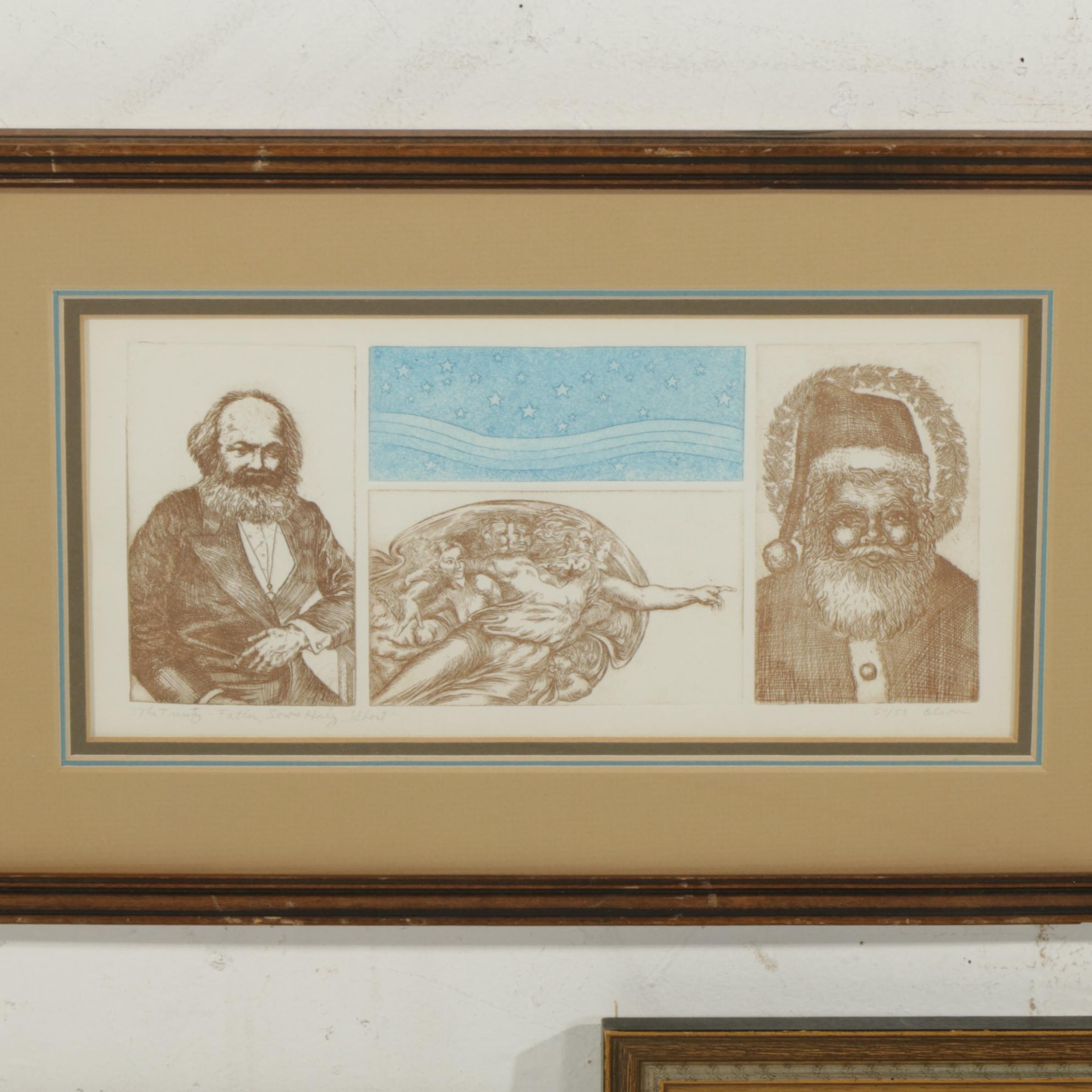 Collection of Etchings Featuring "The Trinity - Father, Son, and Holy Ghost"