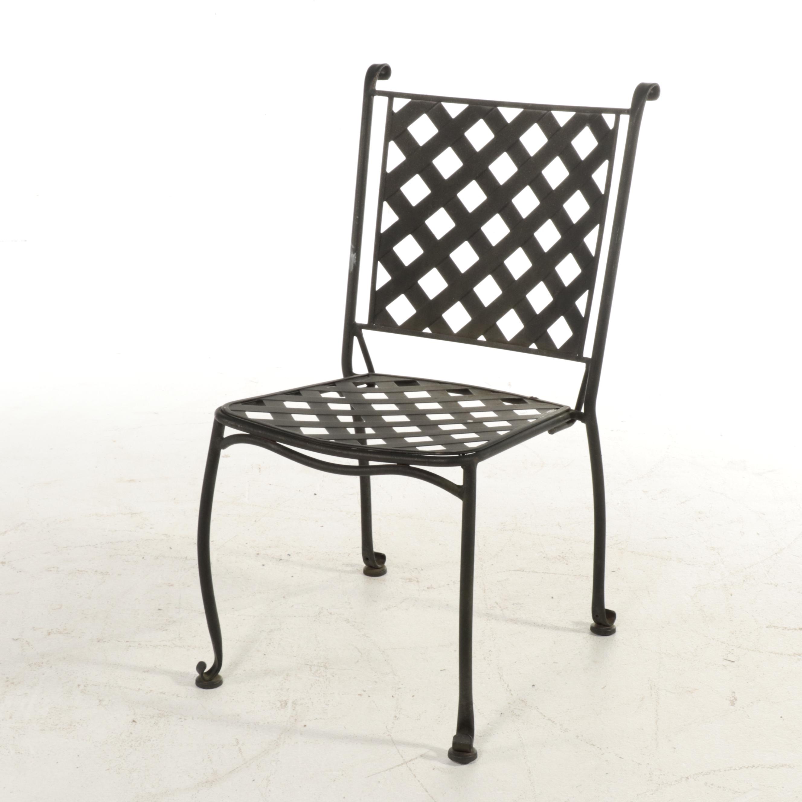 Wrought Iron and Metal Basket Weave Patio Chairs