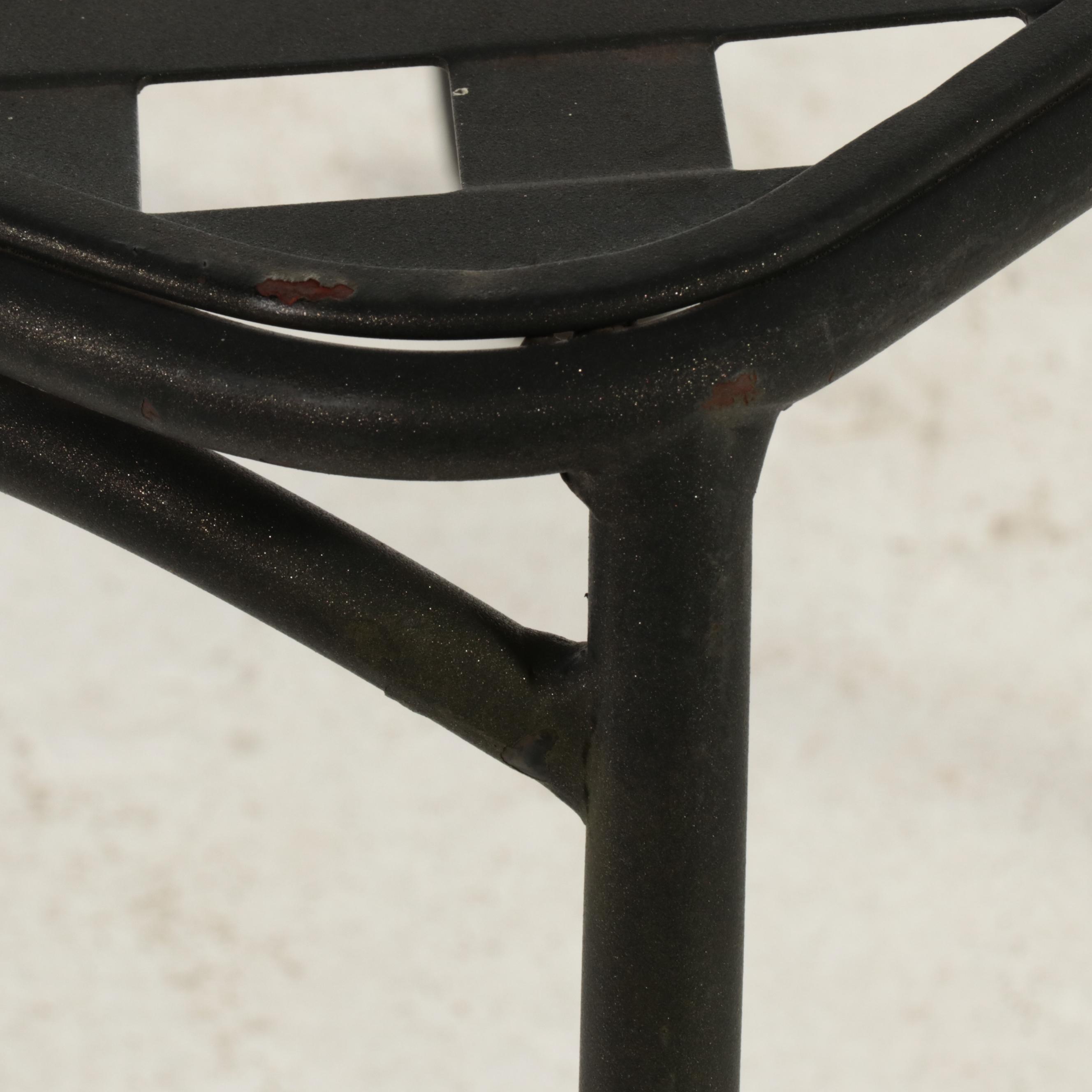 Wrought Iron and Metal Basket Weave Patio Chairs