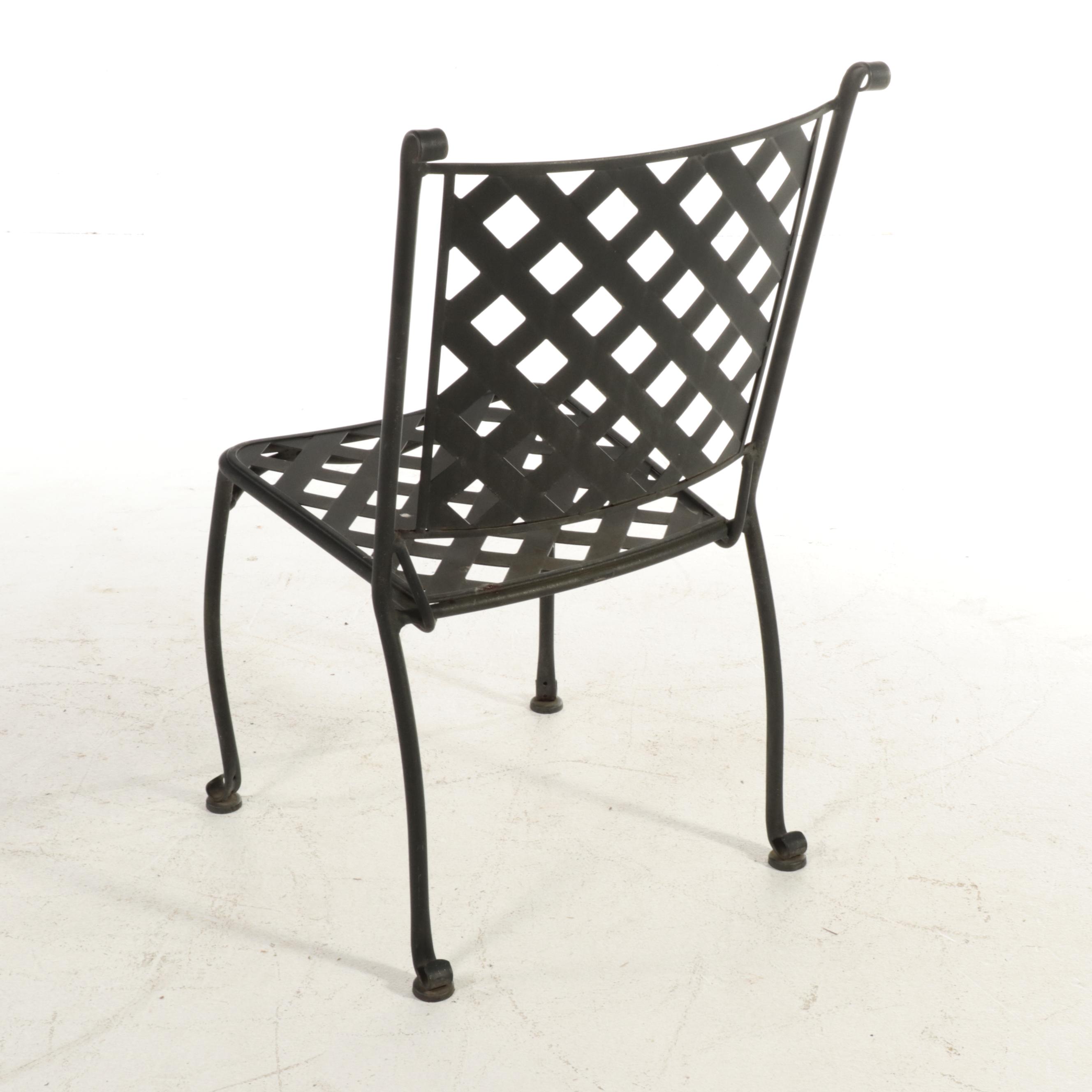 Wrought Iron and Metal Basket Weave Patio Chairs