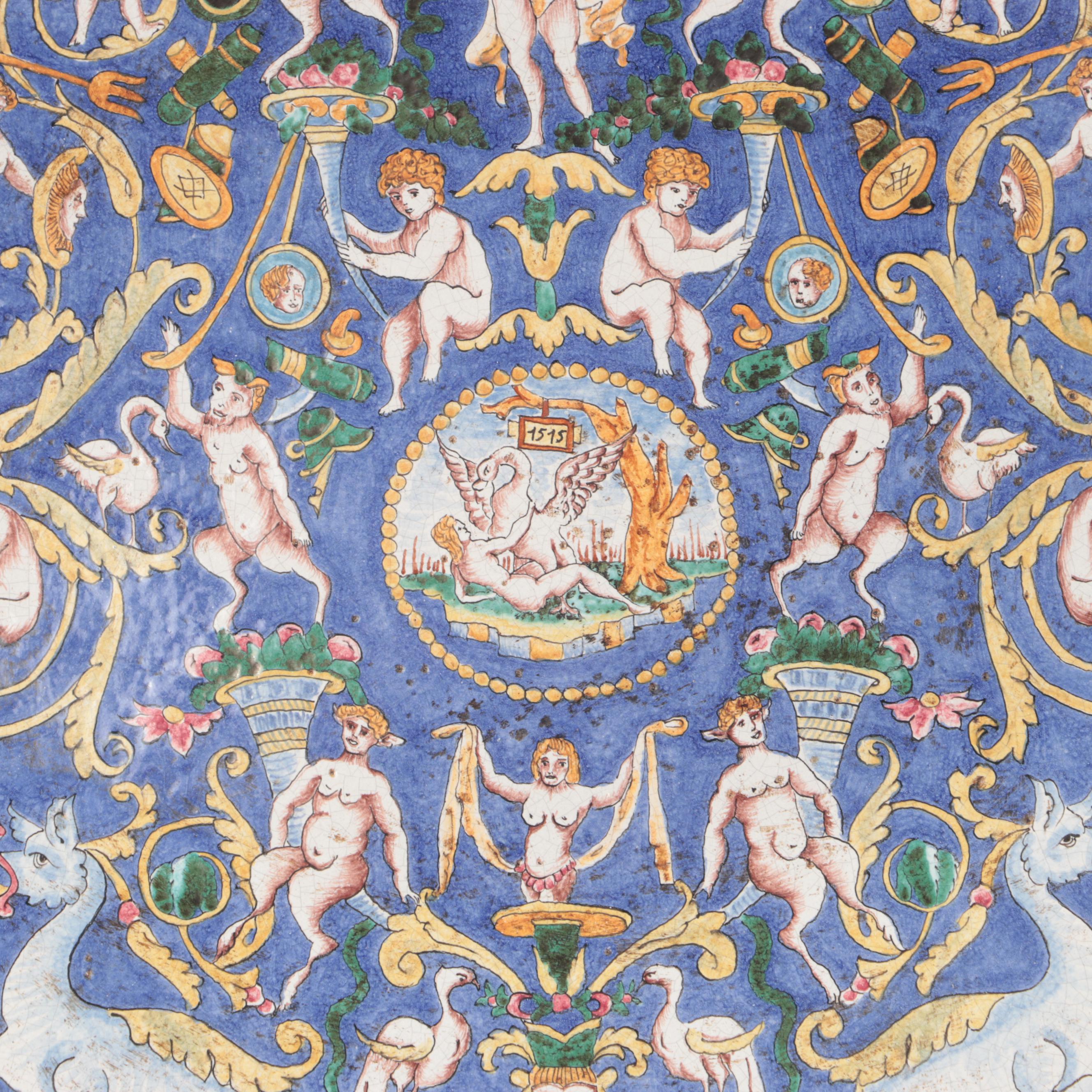 L'Antica Di Deruta Italian Majolica Cherubs Decorative Platter