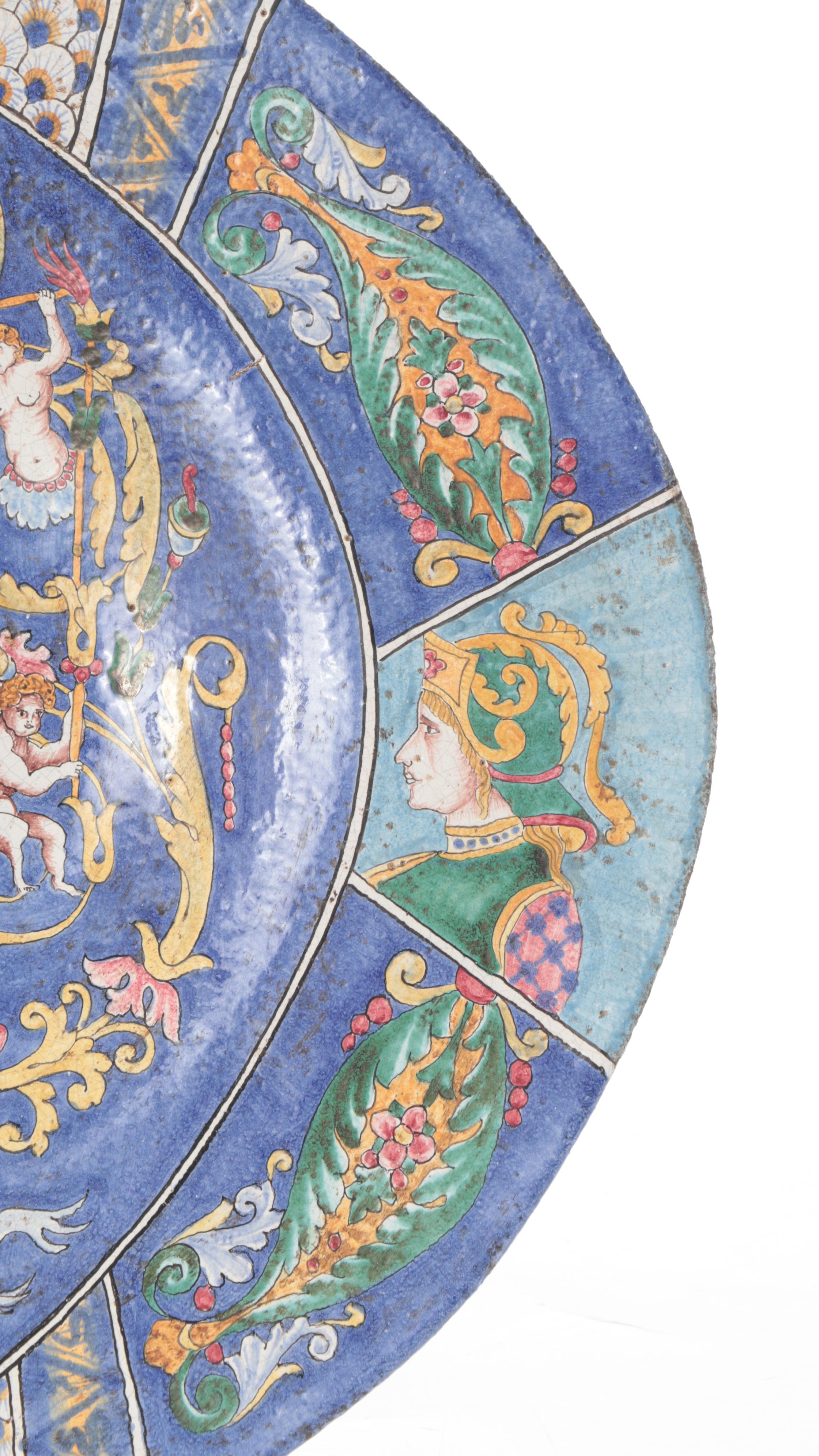 L'Antica Di Deruta Italian Majolica Cherubs Decorative Platter