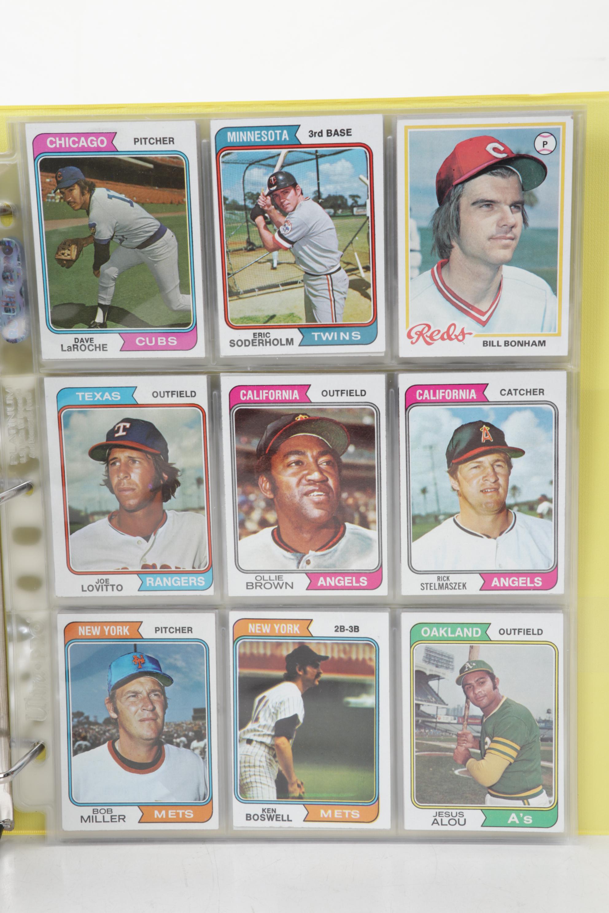 Topps Baseball Cards Featuring Reggie Jackson, Rollie Fingers, and More, 1970s