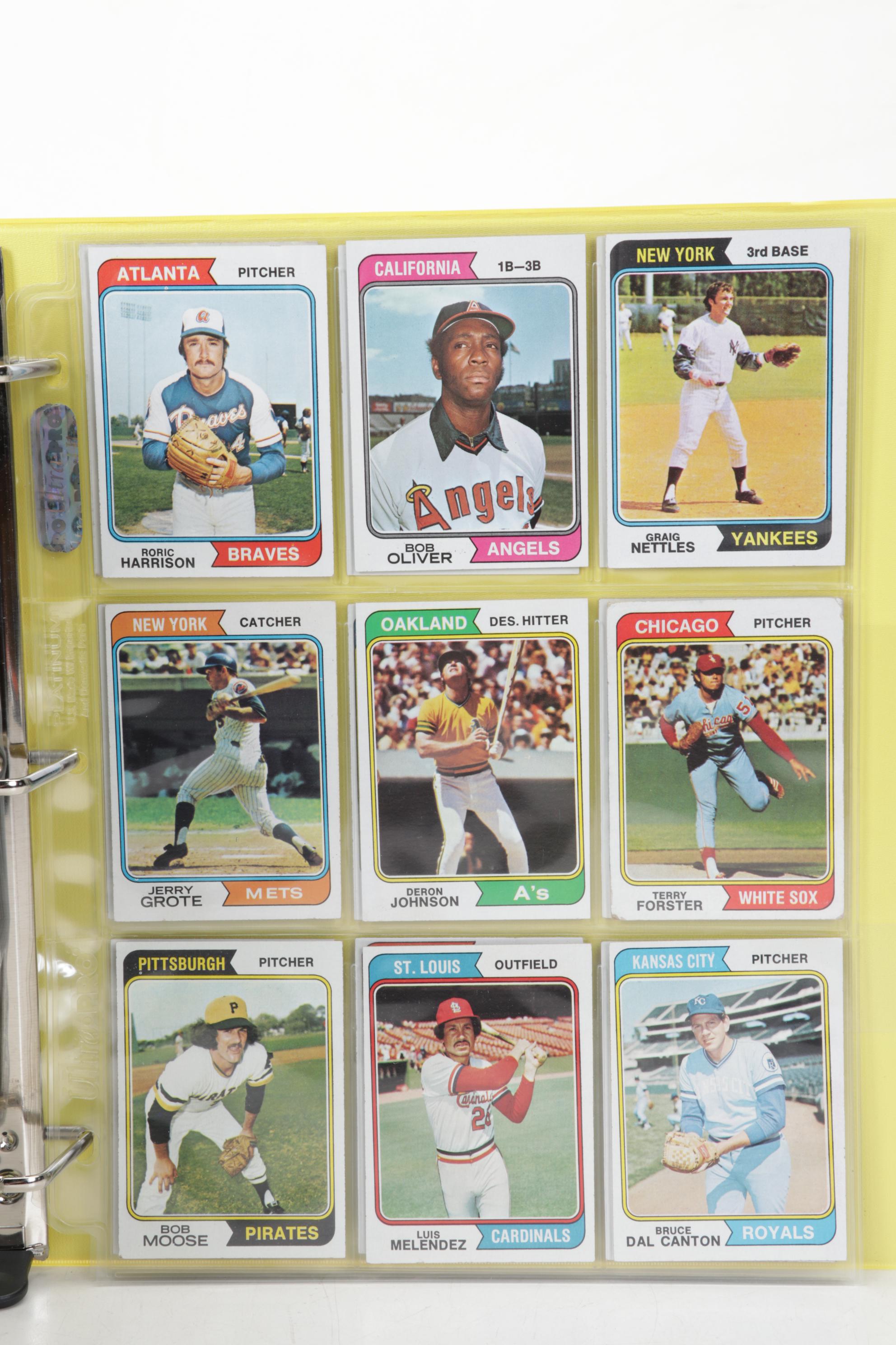 Topps Baseball Cards Featuring Reggie Jackson, Rollie Fingers, and More, 1970s