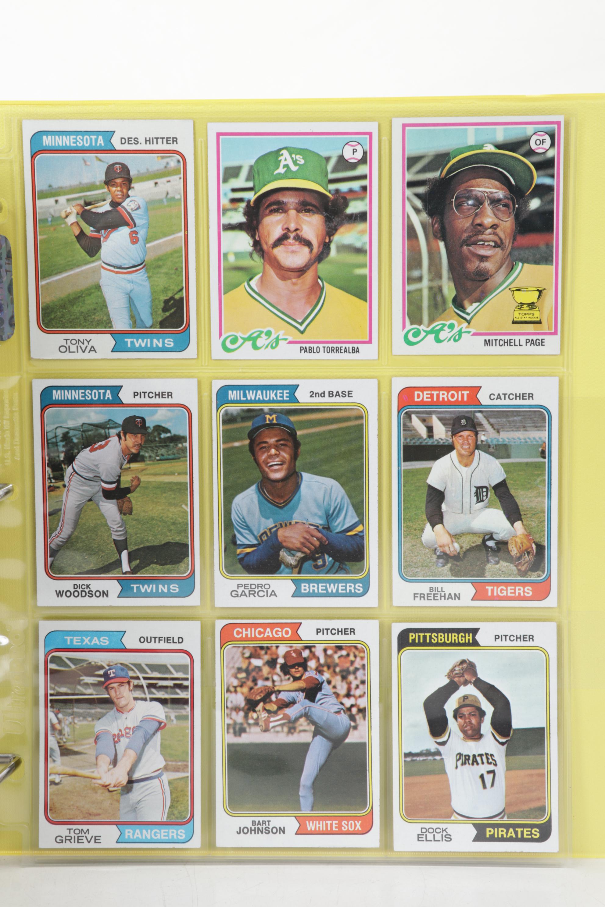 Topps Baseball Cards Featuring Reggie Jackson, Rollie Fingers, and More, 1970s