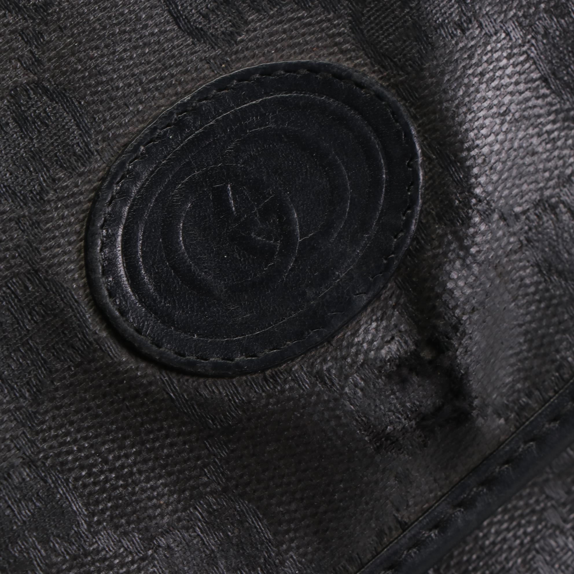 Gucci Flap Front Crossbody Bag in Black GG Coated Canvas and Leather