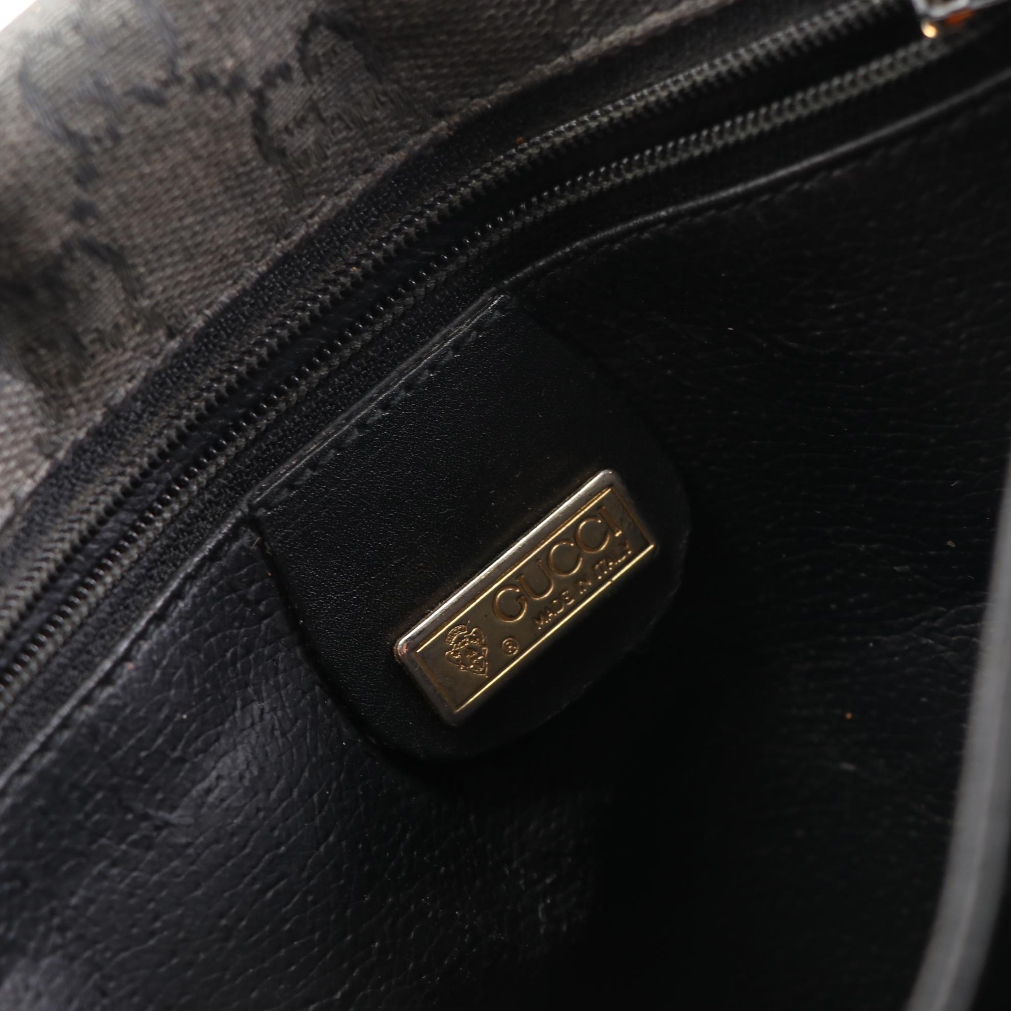 Gucci Flap Front Crossbody Bag in Black GG Coated Canvas and Leather