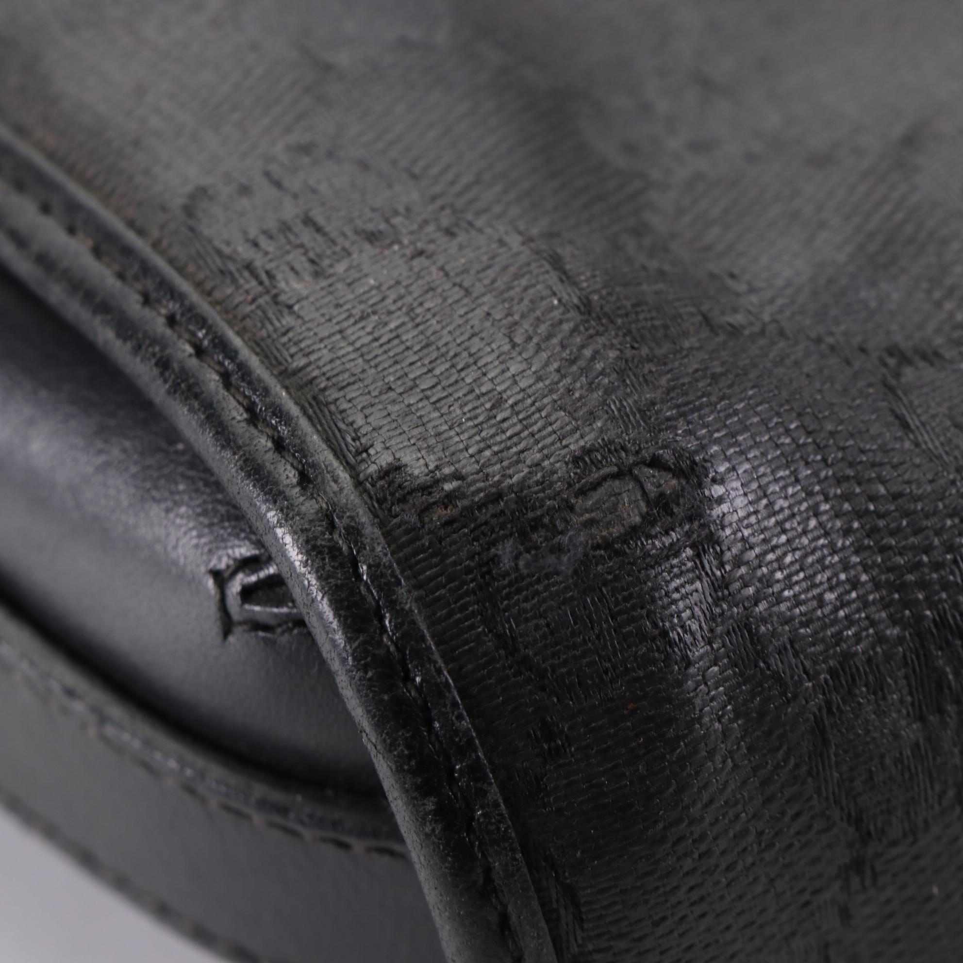 Gucci Flap Front Crossbody Bag in Black GG Coated Canvas and Leather