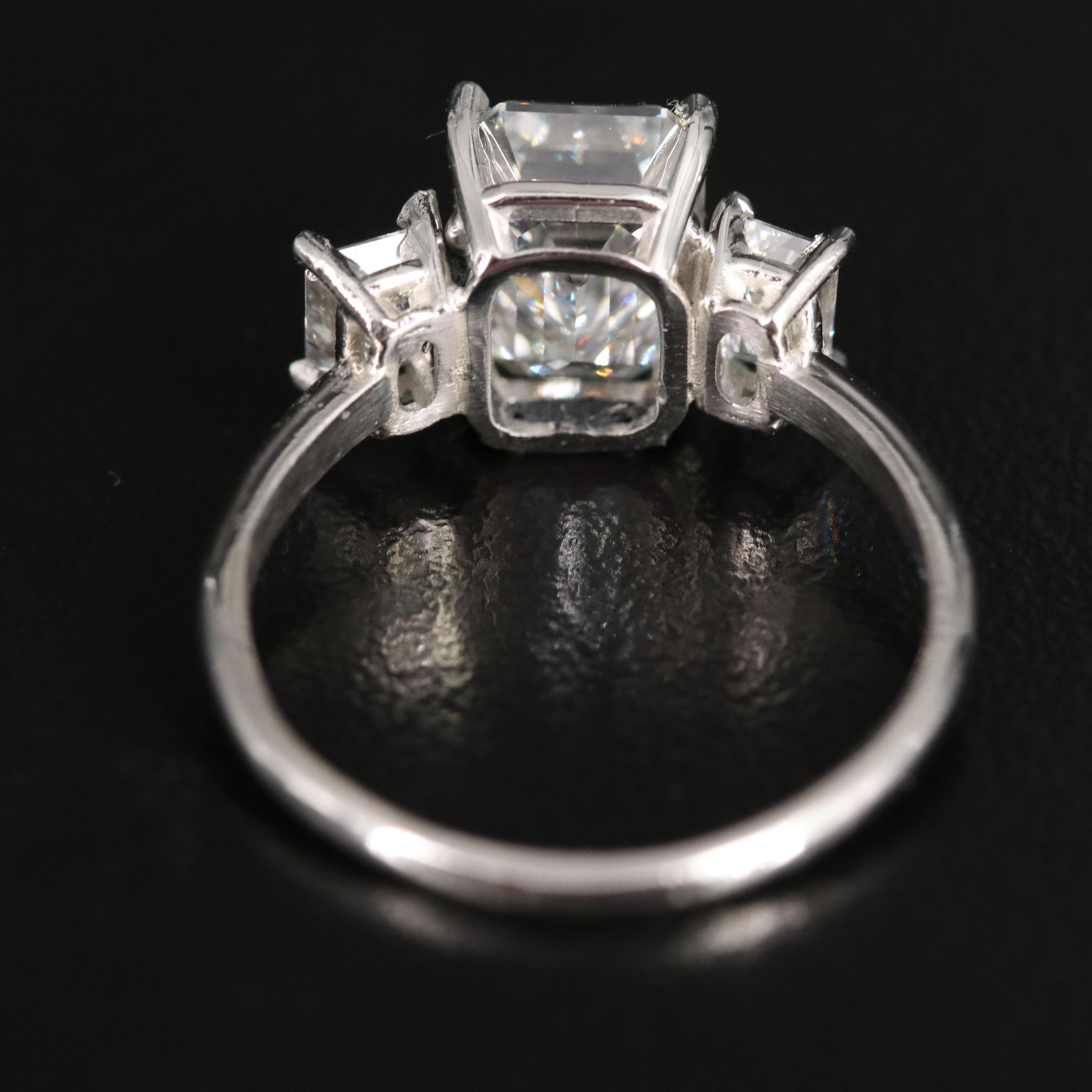 Platinum 3.67 CT Lab Grown Diamond Three Stone Ring with IGI Reports