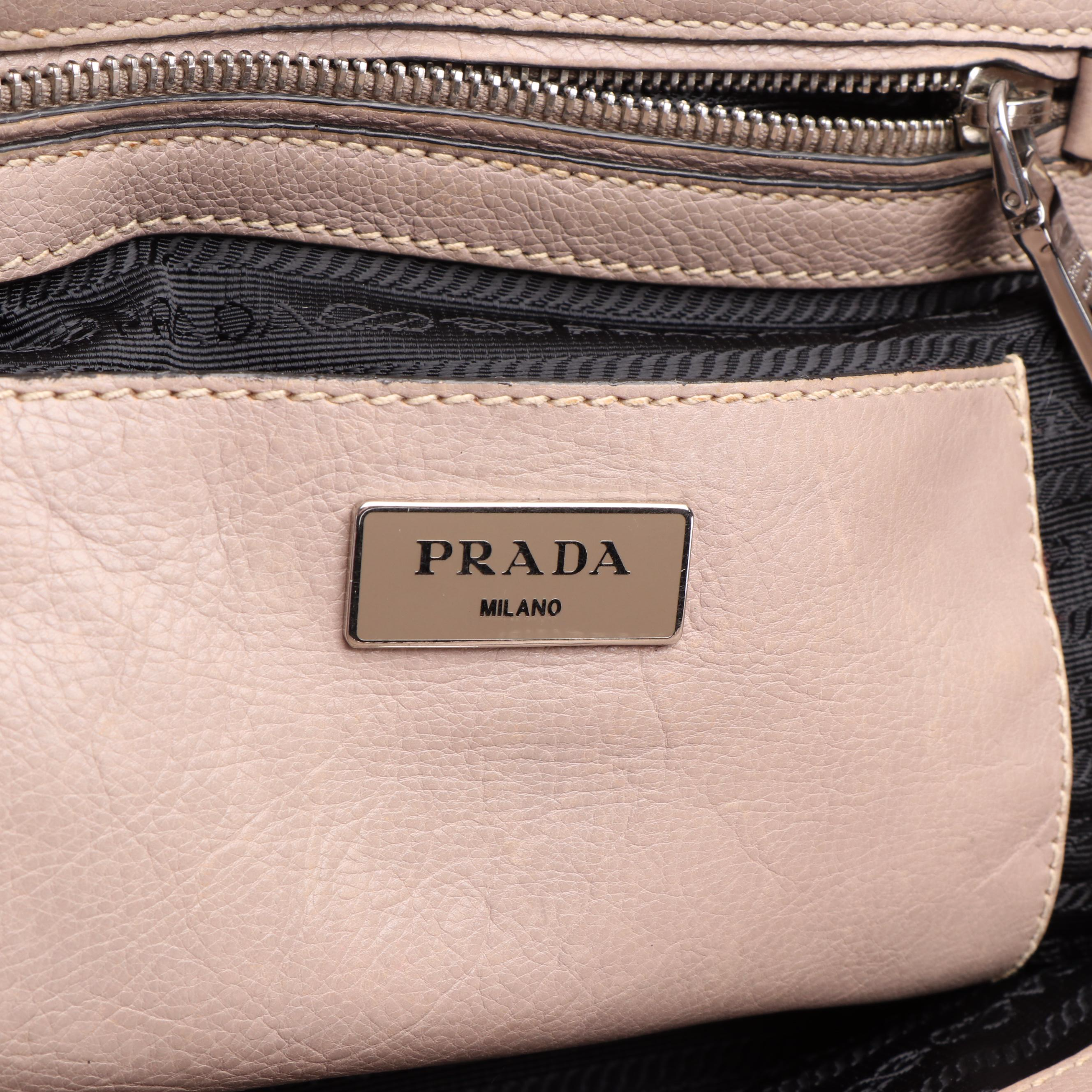Prada Twin Pocket Tote Bag in Argilla Glace Calfskin