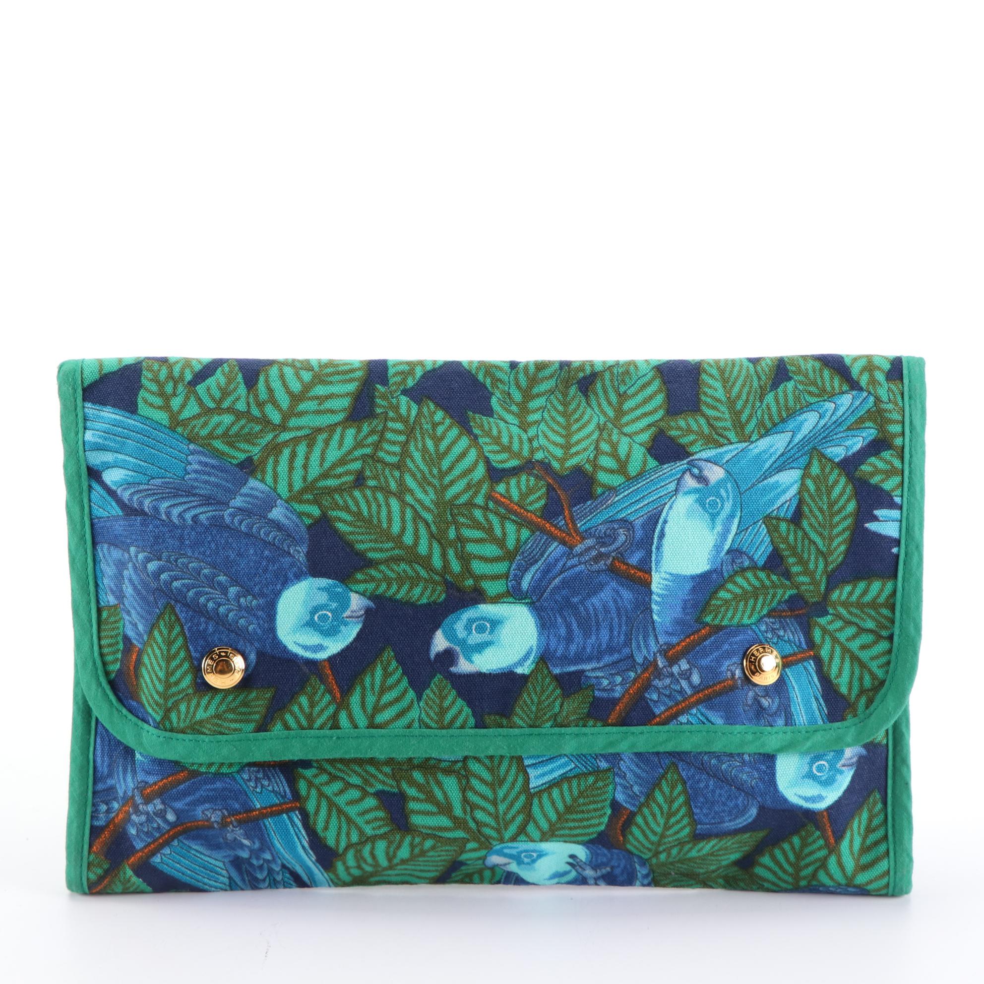 Hermès Parrot Print Snap Front Flap Pouch in Cotton Canvas