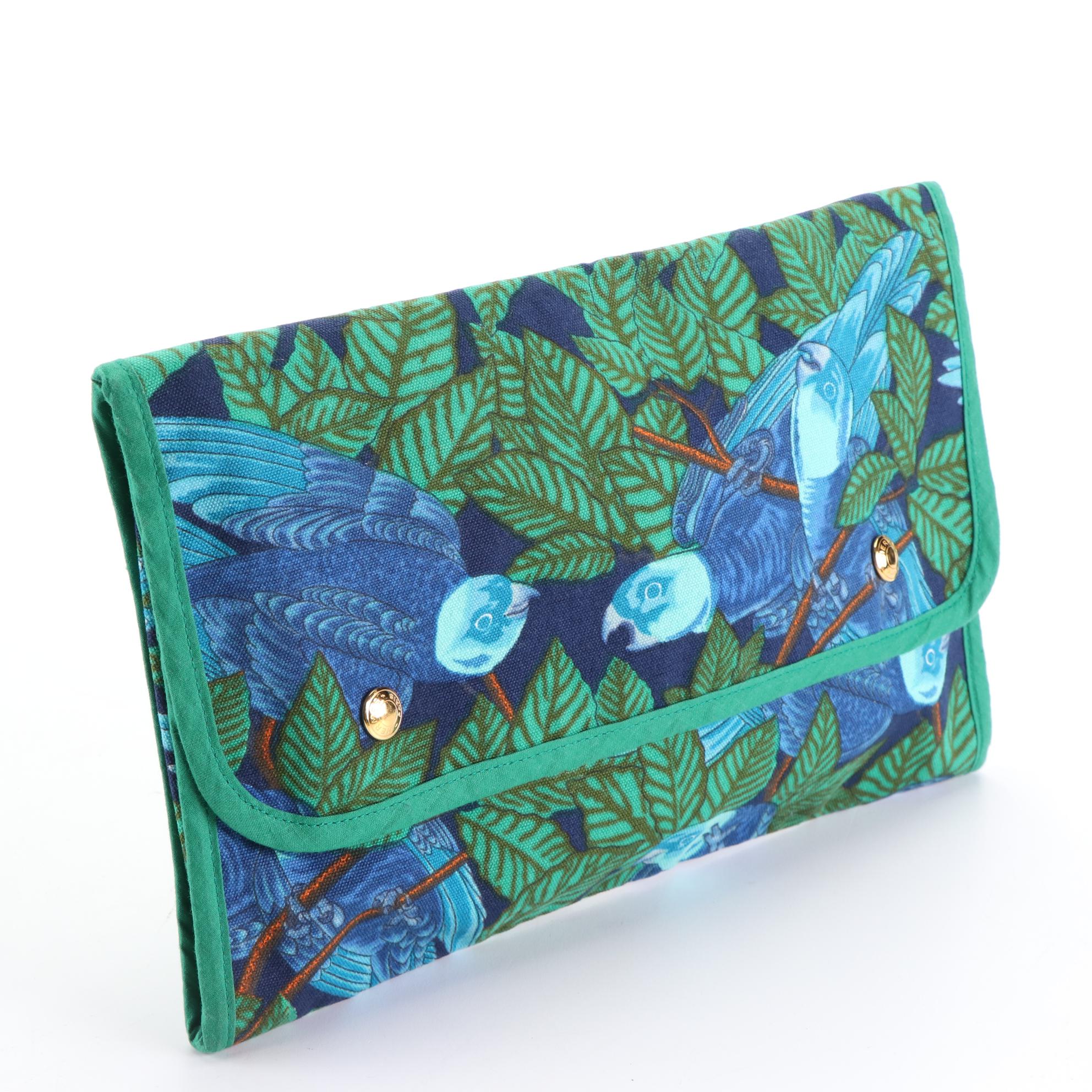 Hermès Parrot Print Snap Front Flap Pouch in Cotton Canvas