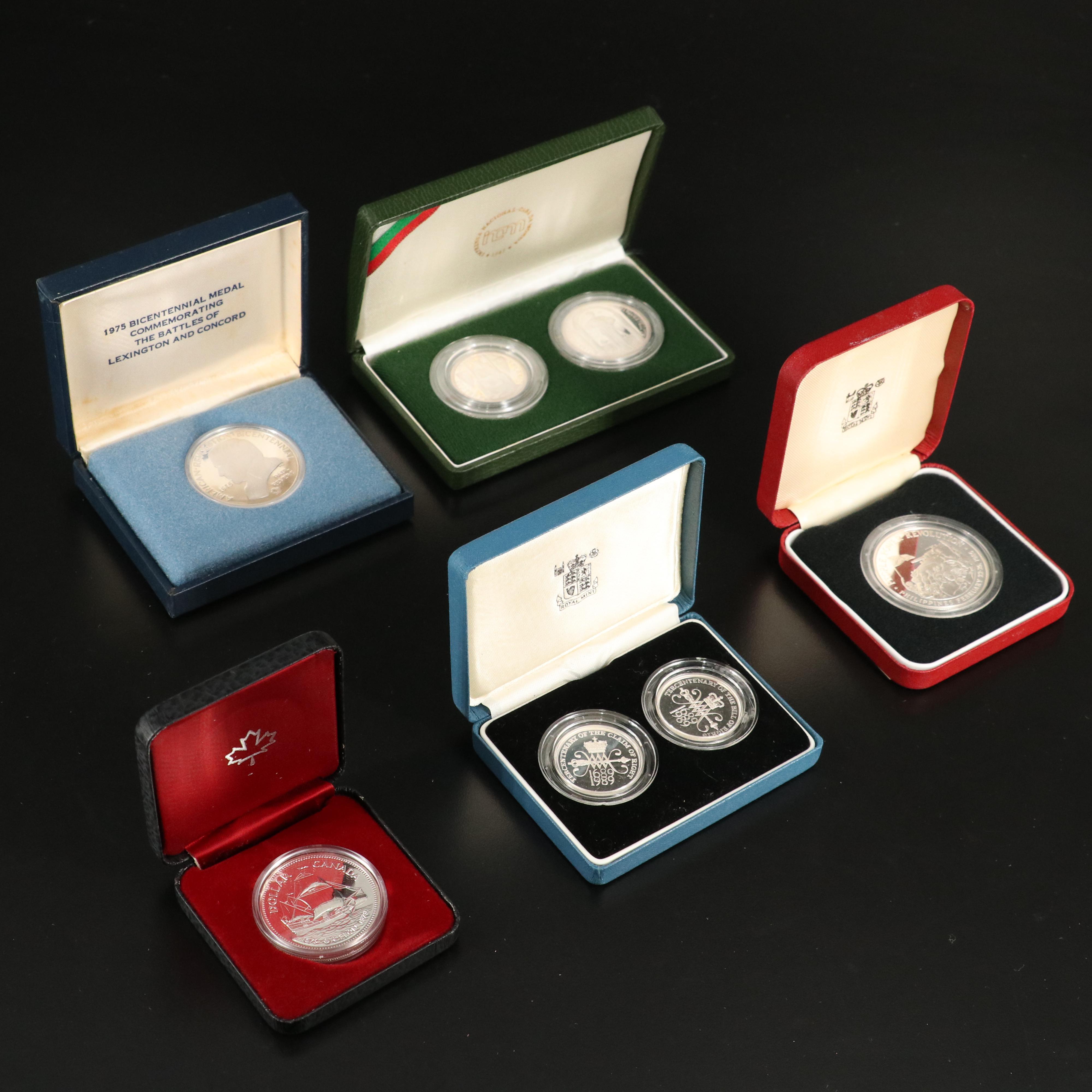 Seven Commemorative Silver Coins and Medals