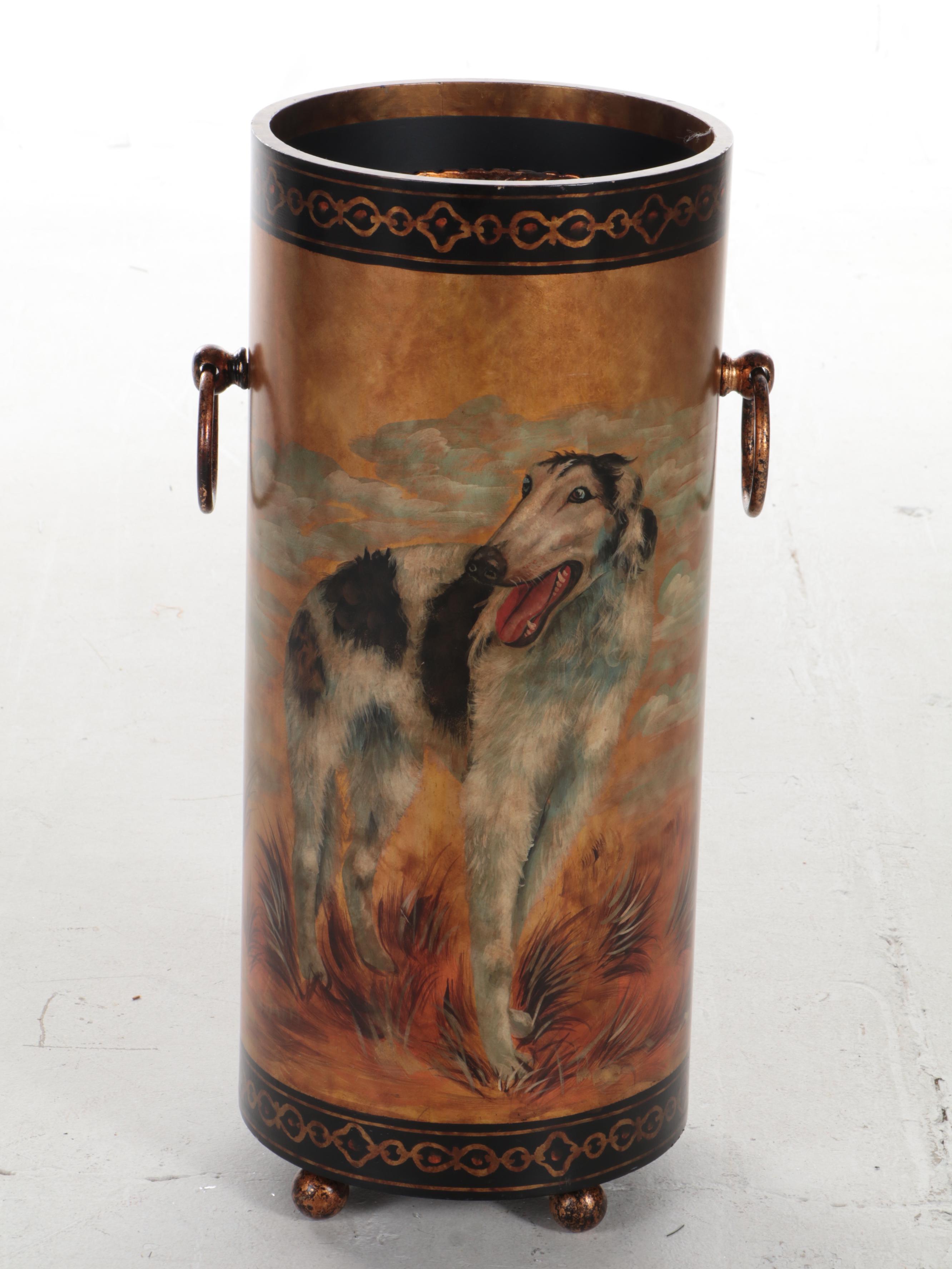 Maitland-Smith Dog Motif Coromandel Walking Stick Stand and More