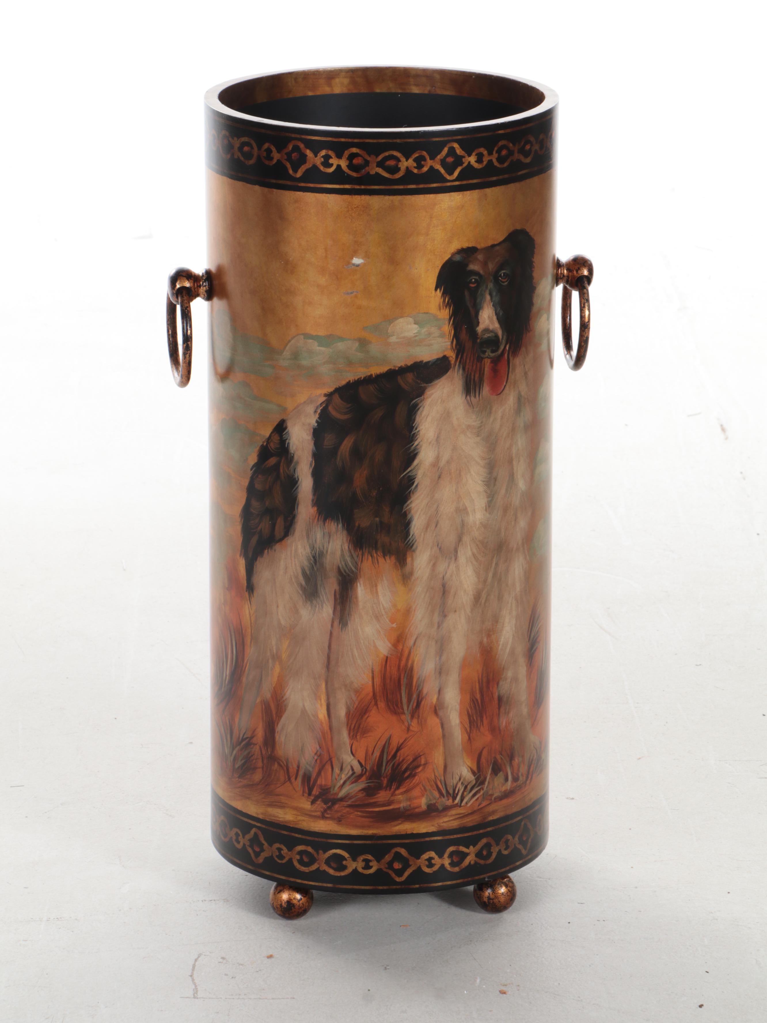 Maitland-Smith Dog Motif Coromandel Walking Stick Stand and More