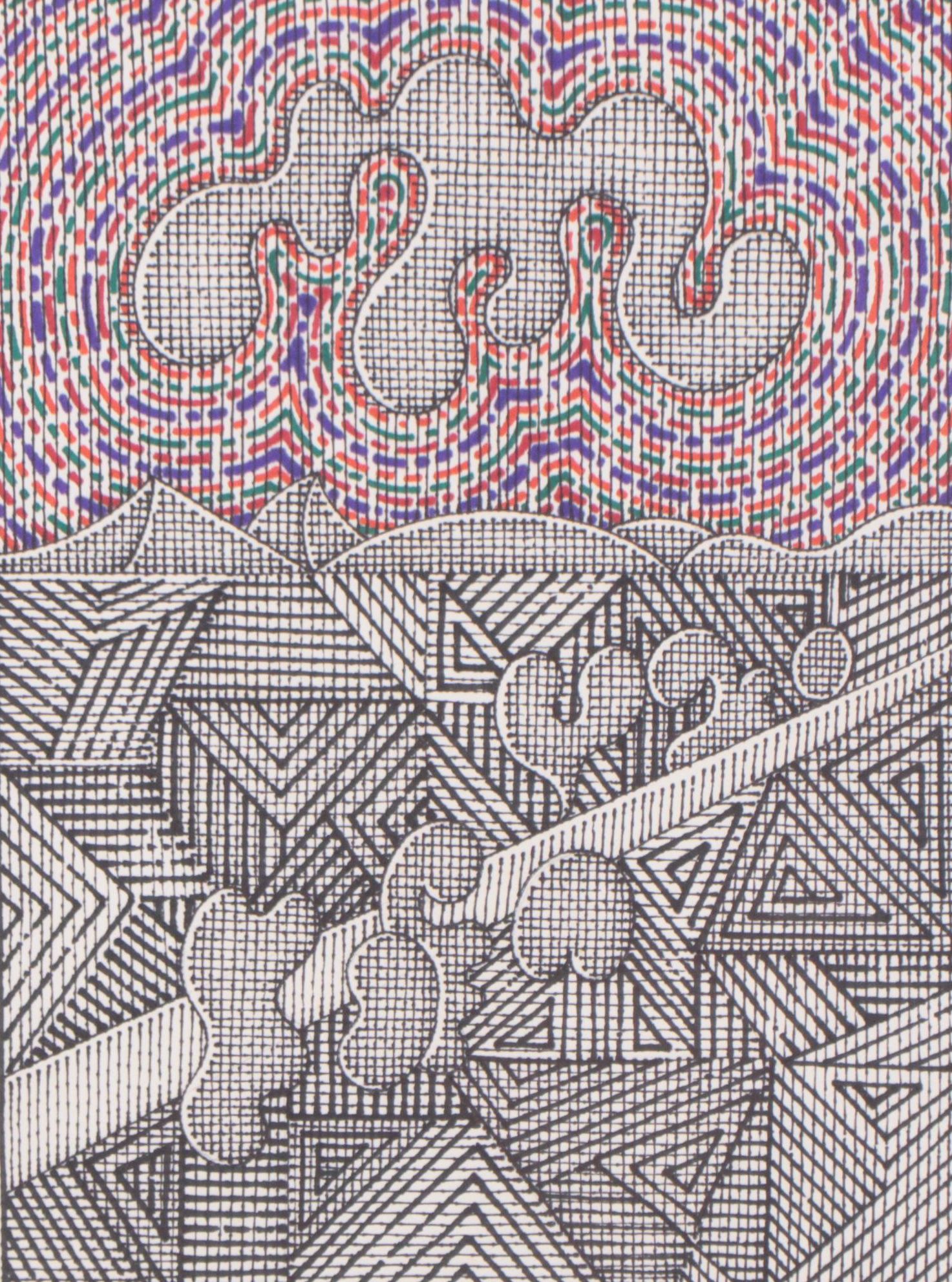 Jerry Kellems Abstract Biomorphic Ink Drawing, 1996