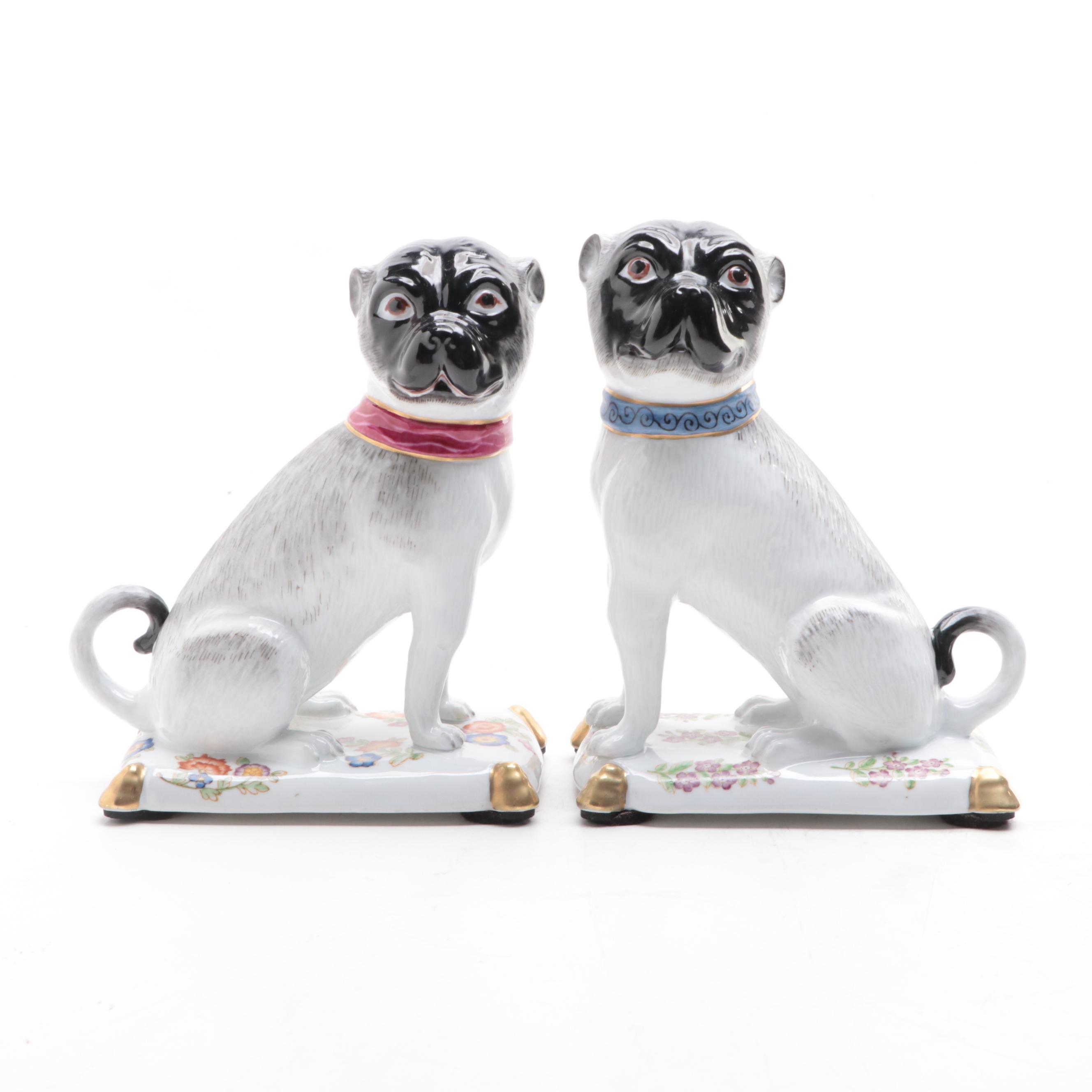 Chelsea House Porcelain Pug Figurines