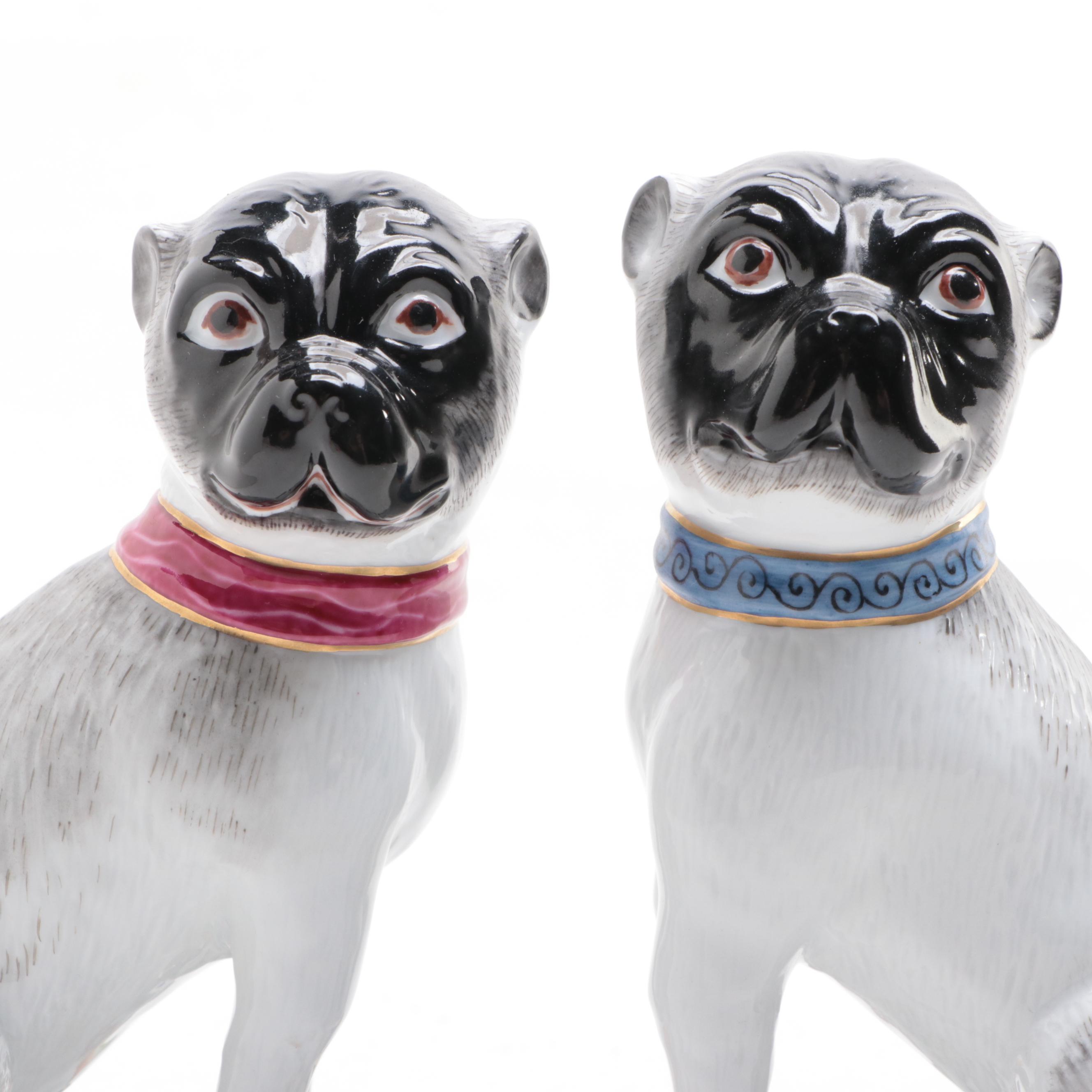 Chelsea House Porcelain Pug Figurines