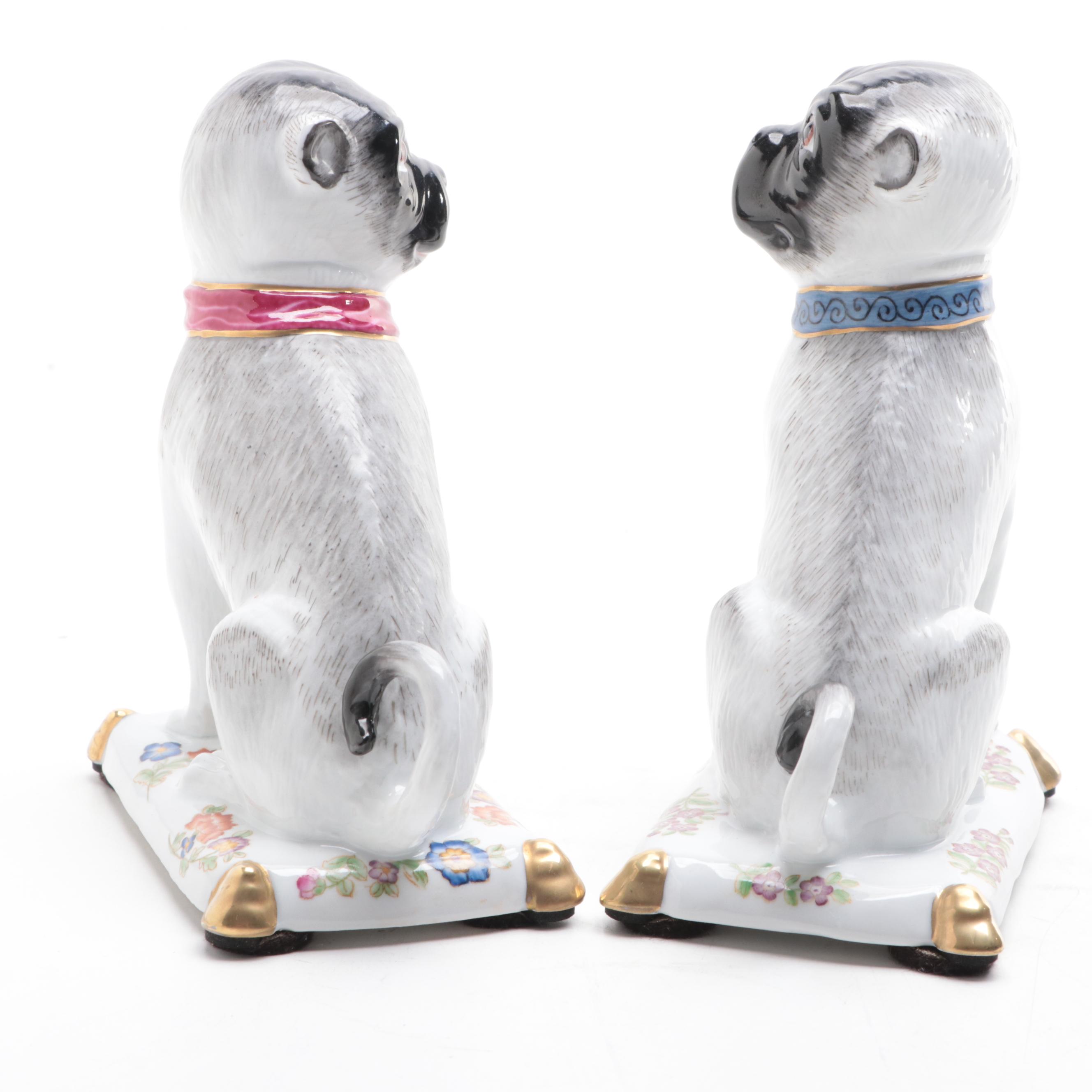Chelsea House Porcelain Pug Figurines