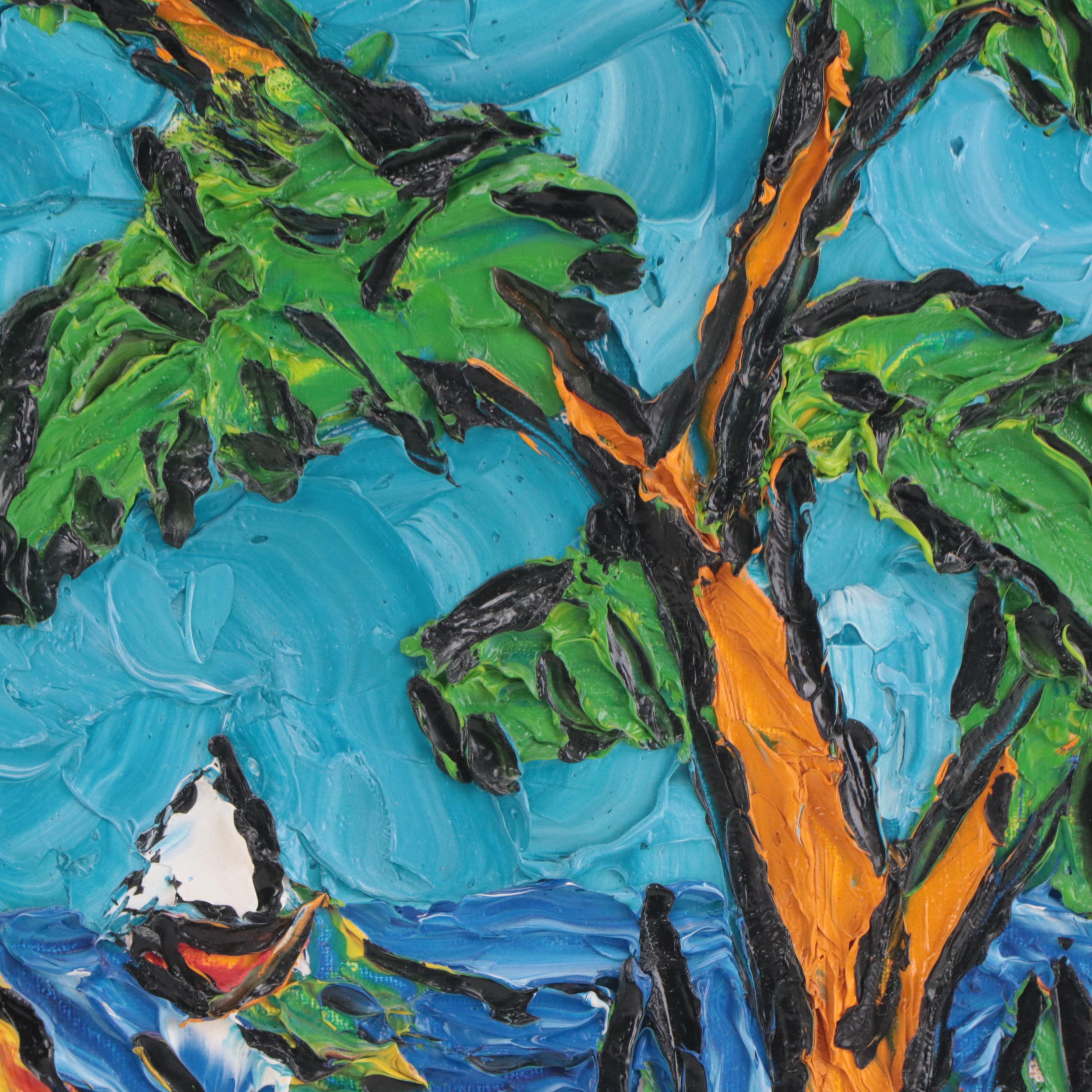 Impasto Oil Painting of Sailboats