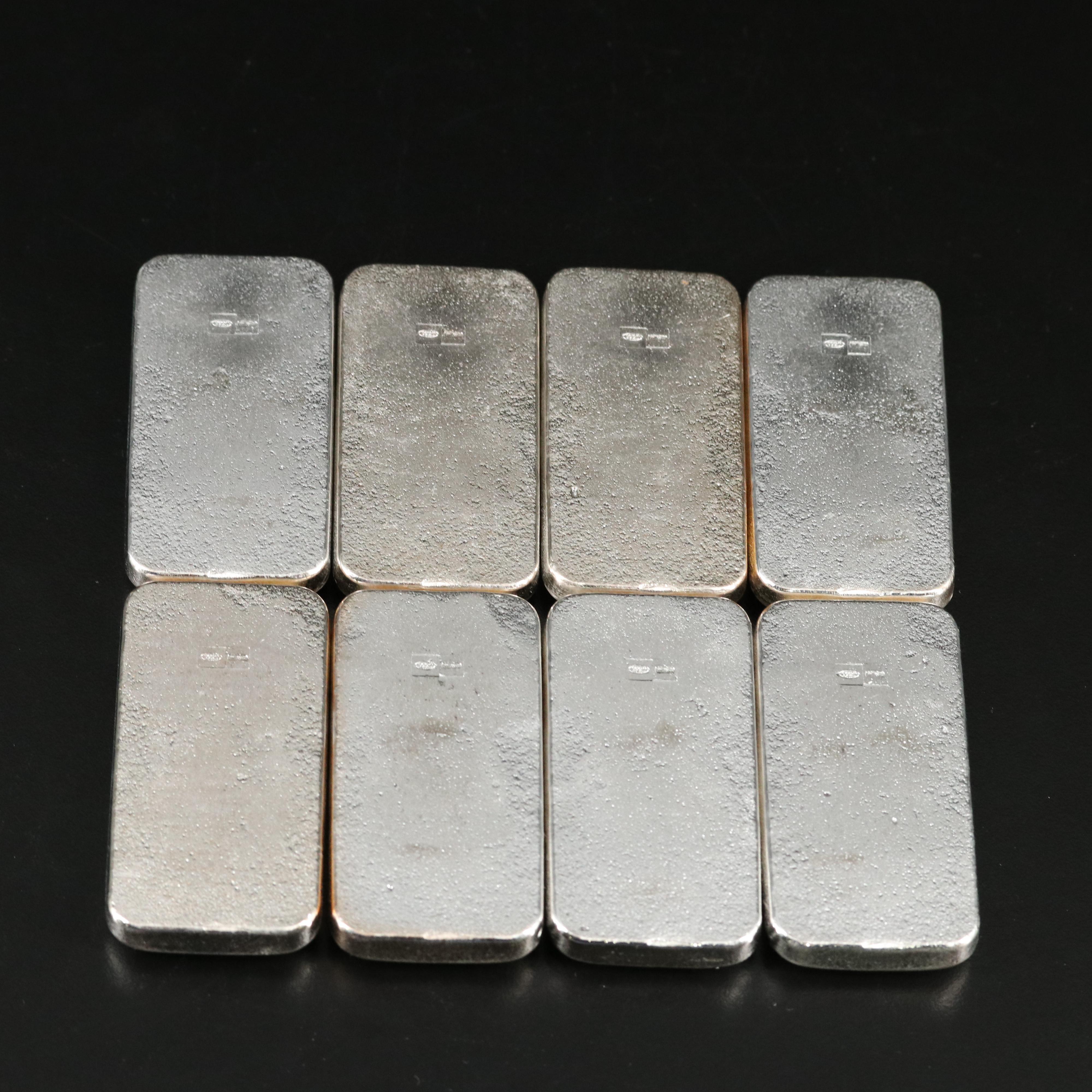Group of Ten Five Ounce .999 Silver Bars