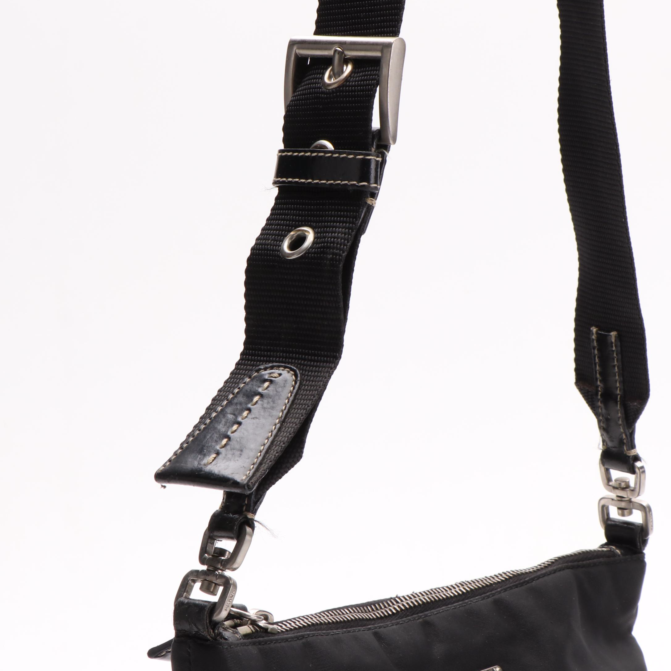 Prada Crossbody Messenger Bag in Black Nylon and Leather