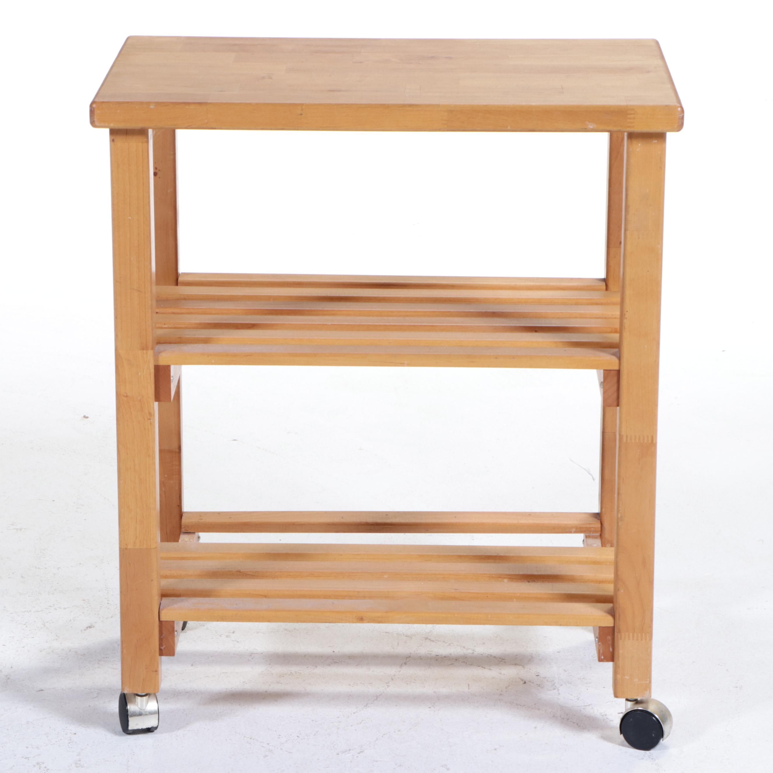 Wooden Kitchen Cart with Butcher Block Top