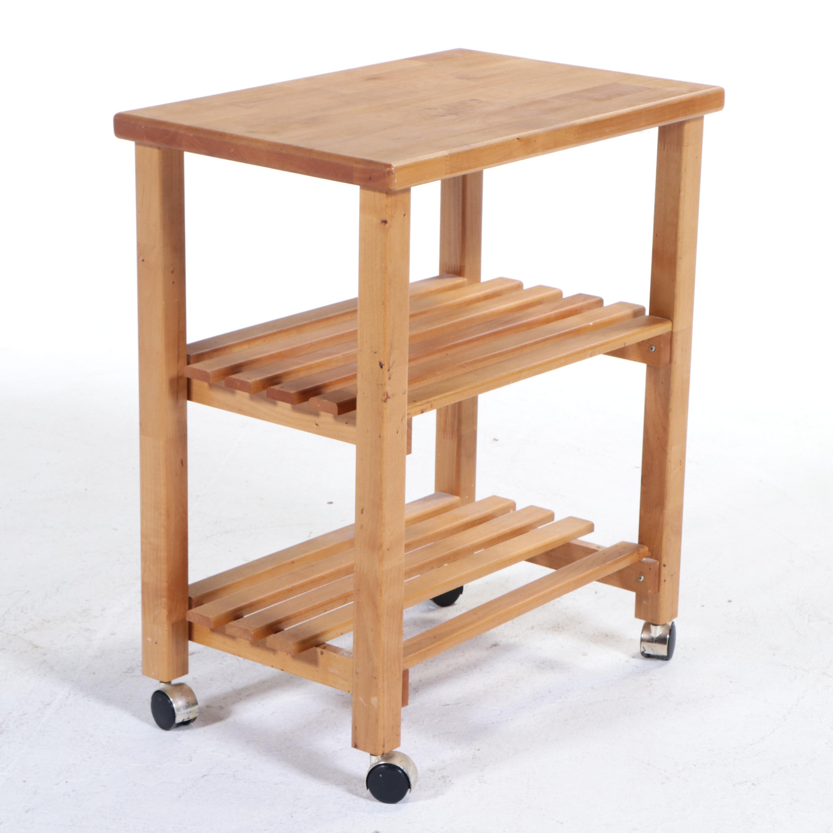 Wooden Kitchen Cart with Butcher Block Top
