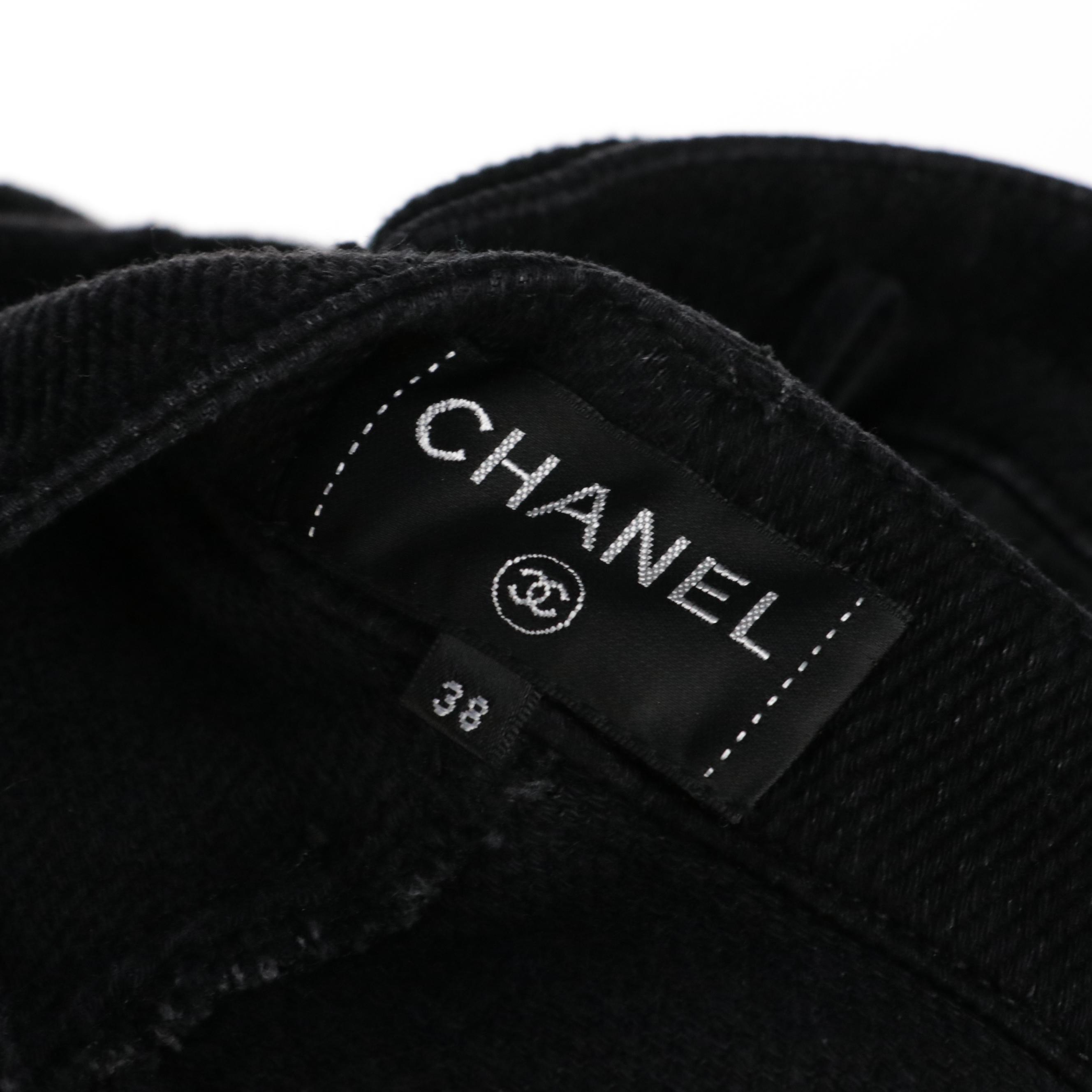 Chanel Wide Leg Jeans in Charcoal with Attached CC Belt