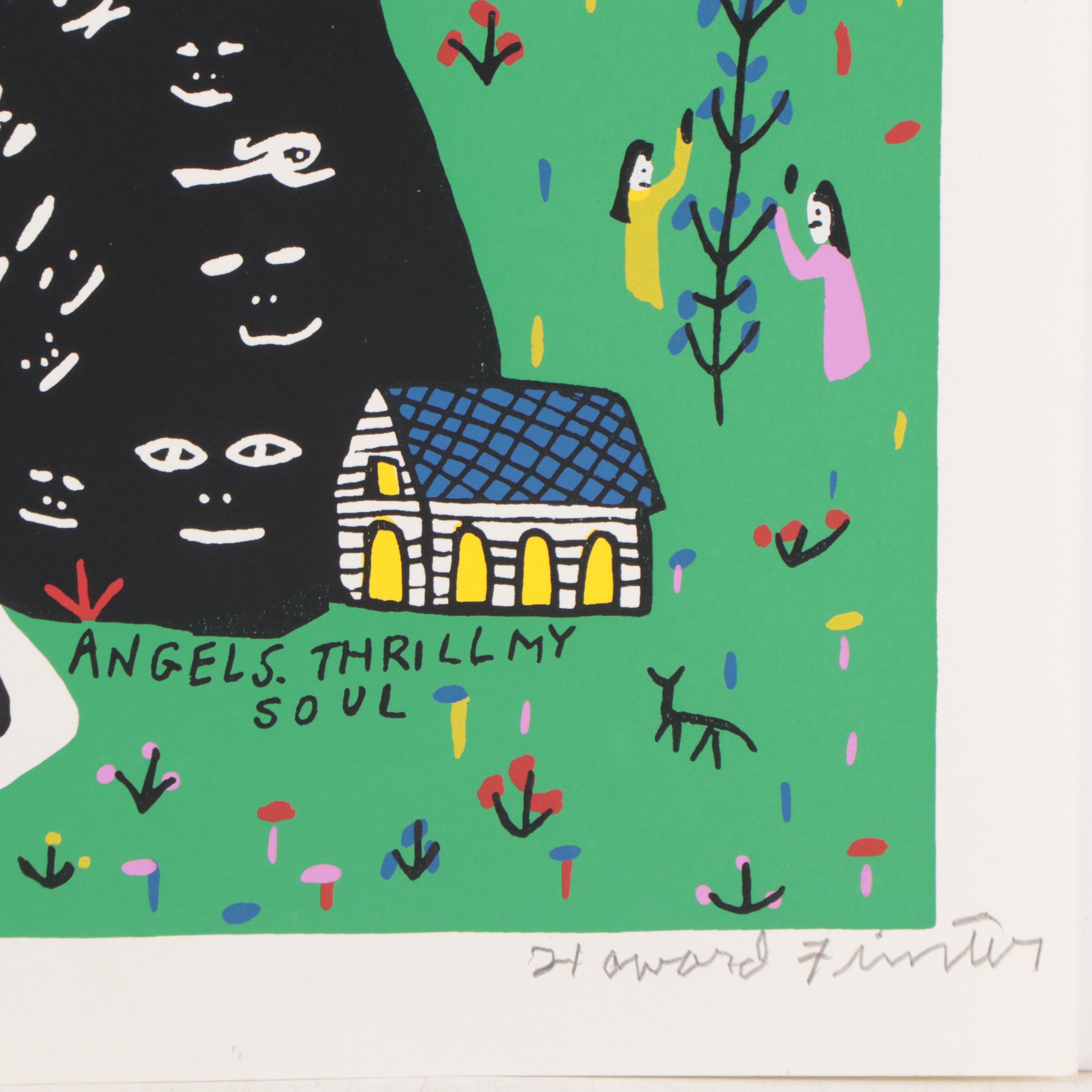 Howard Finster Folk Art Serigraph "Baby Elvis," Late 20th Century