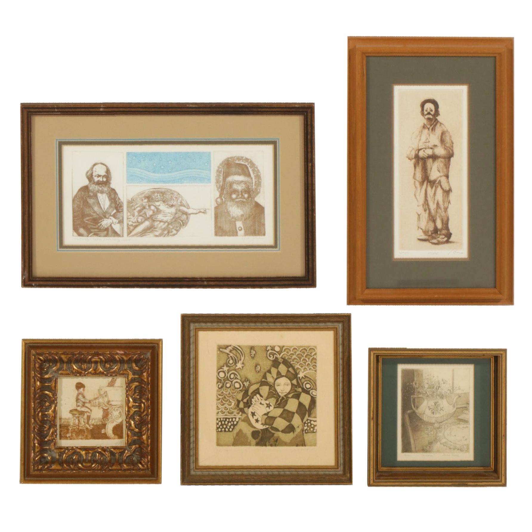 Collection of Etchings Featuring "The Trinity - Father, Son, and Holy Ghost"